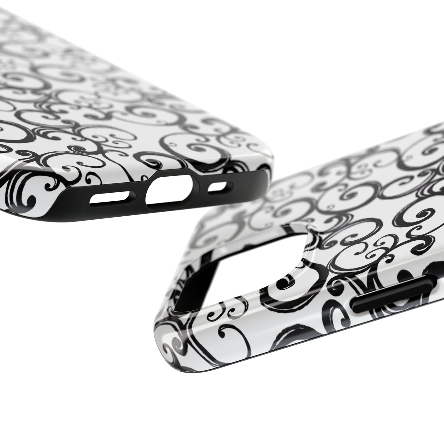 Curls White / Black Phone Case
