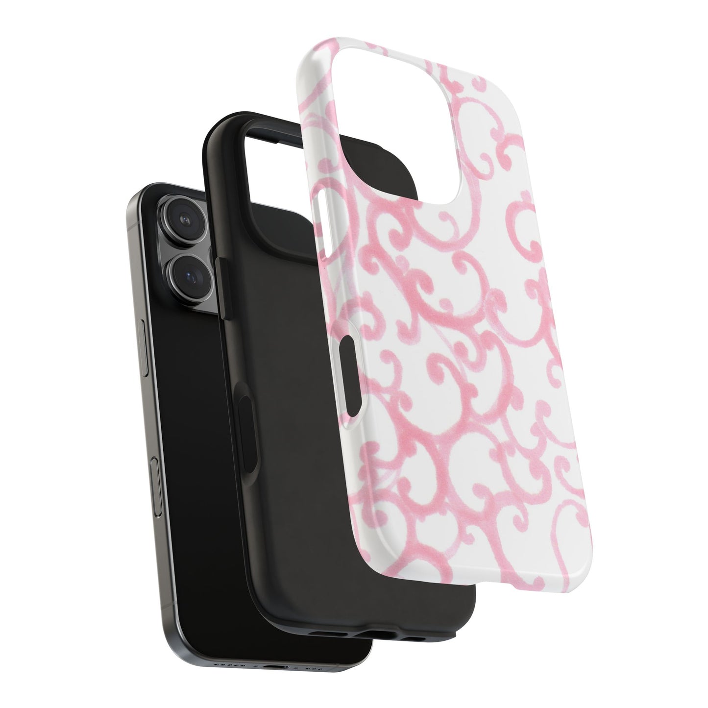 Scrollie White / Pink Phone Case