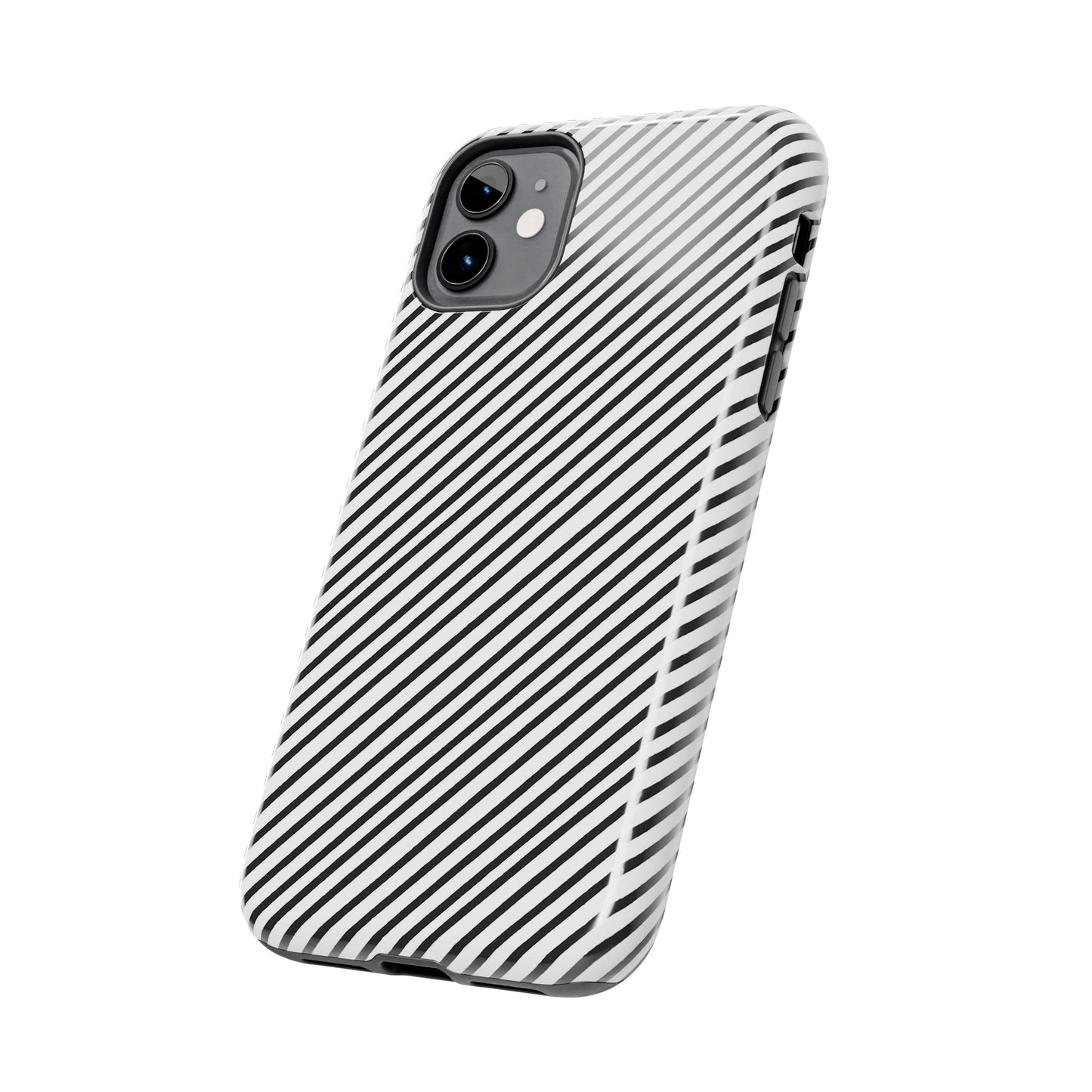 Diagonal Stripe White / Black Phone Case