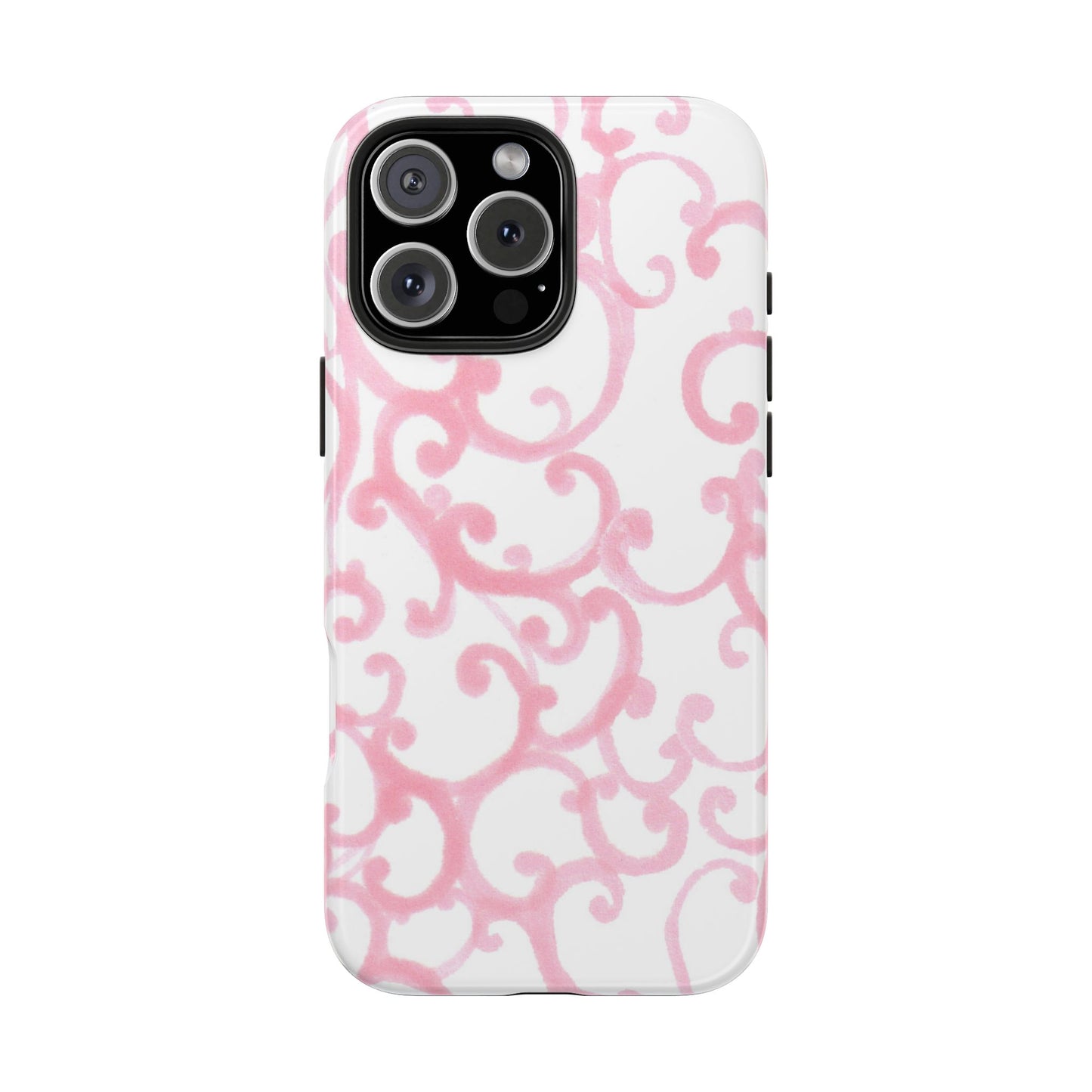 Scrollie White / Pink Phone Case