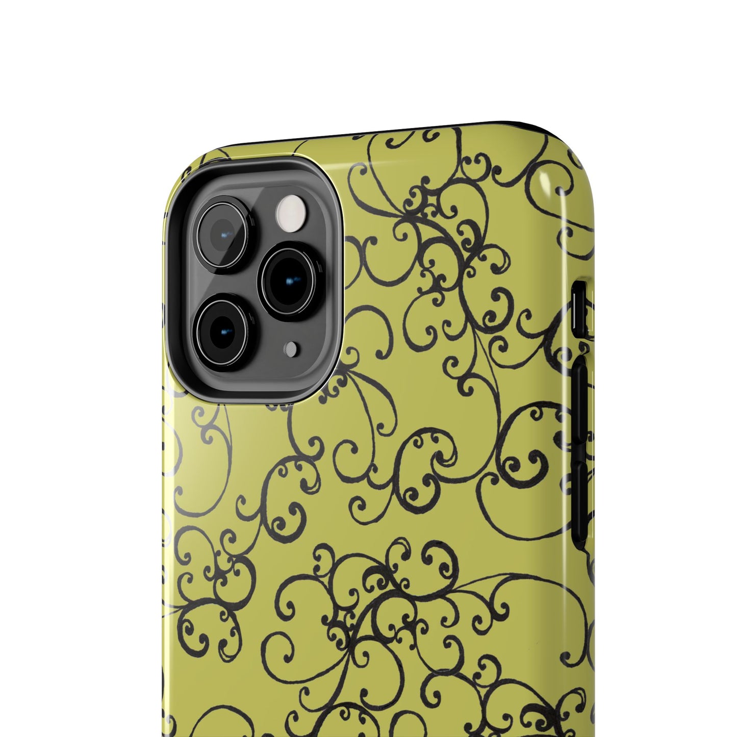 Elegant Scroll Green / Black Phone Case