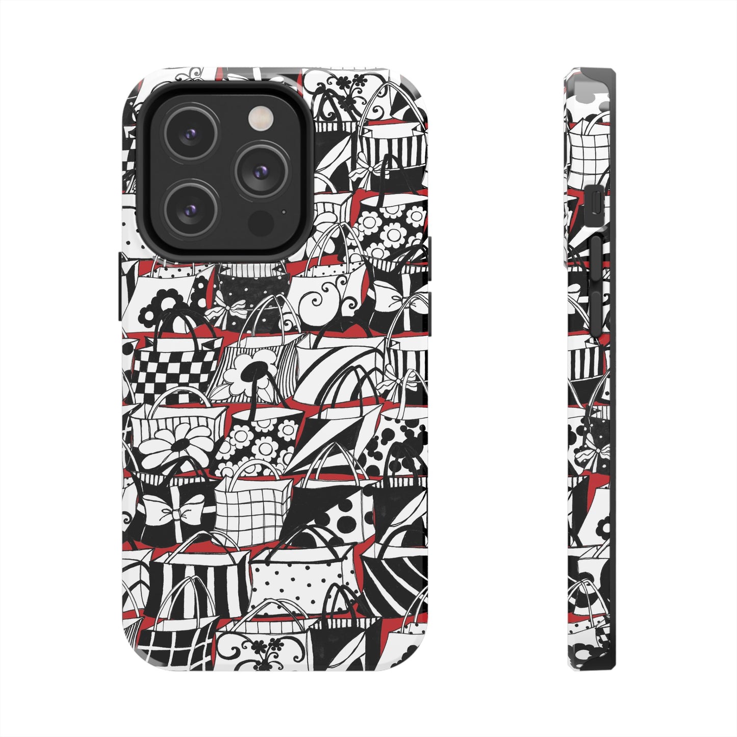 Totally Black, White & Red Phone Case