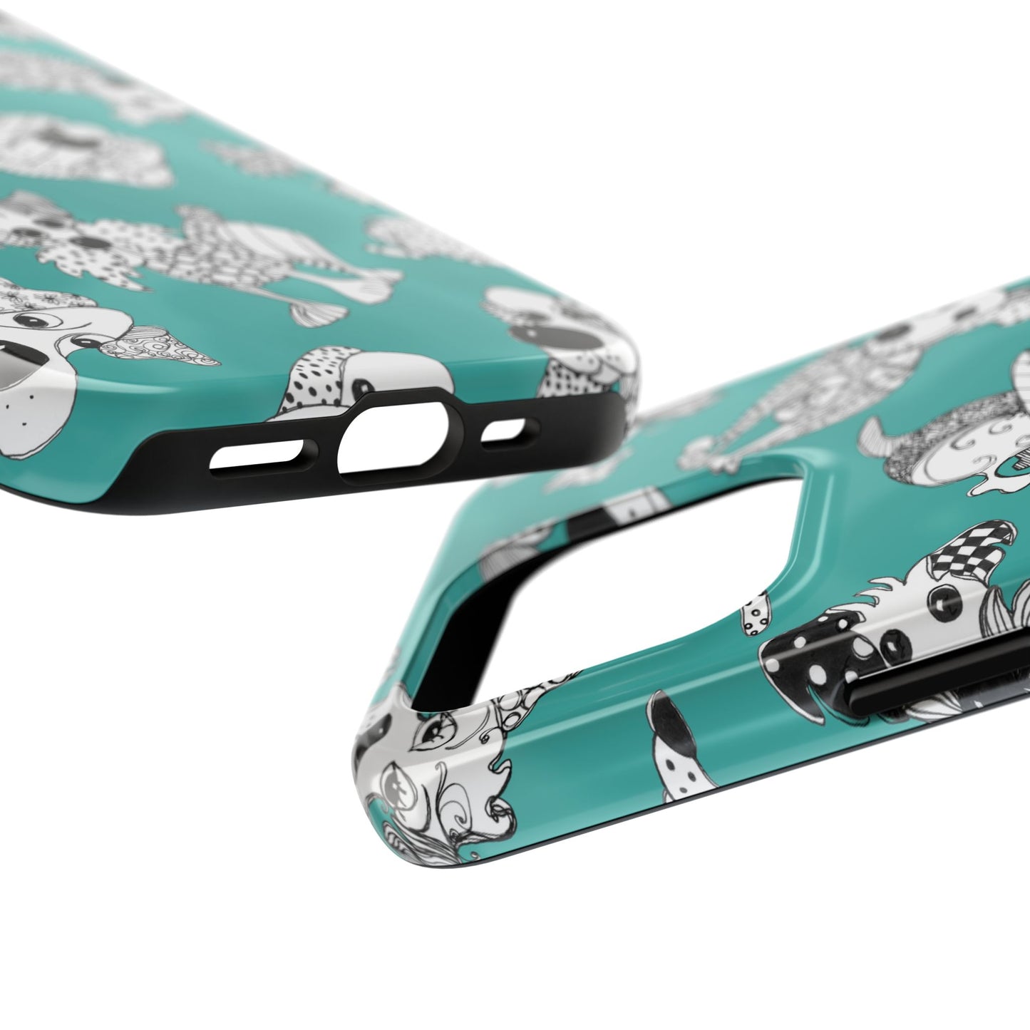 Doodle Dogs Turquoise Phone Case