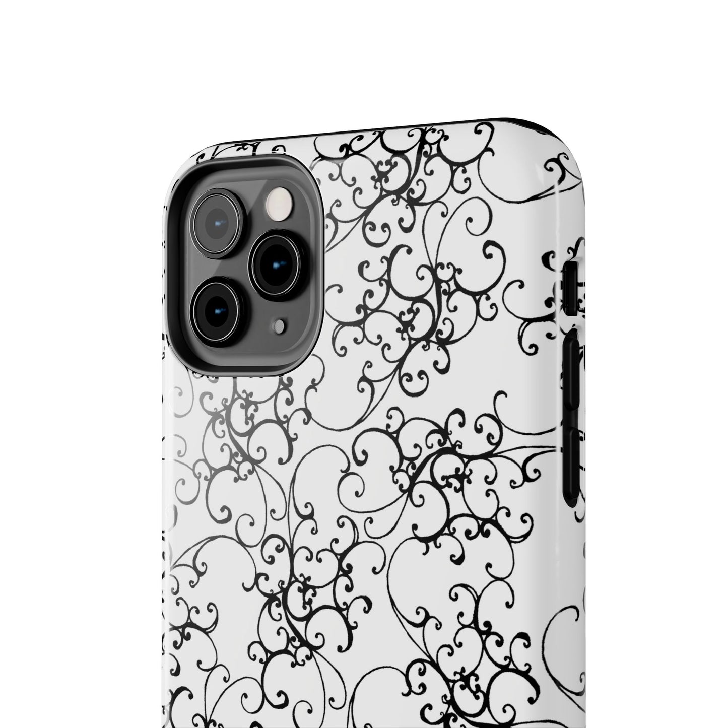 Elegant Scroll White / Black Phone Case