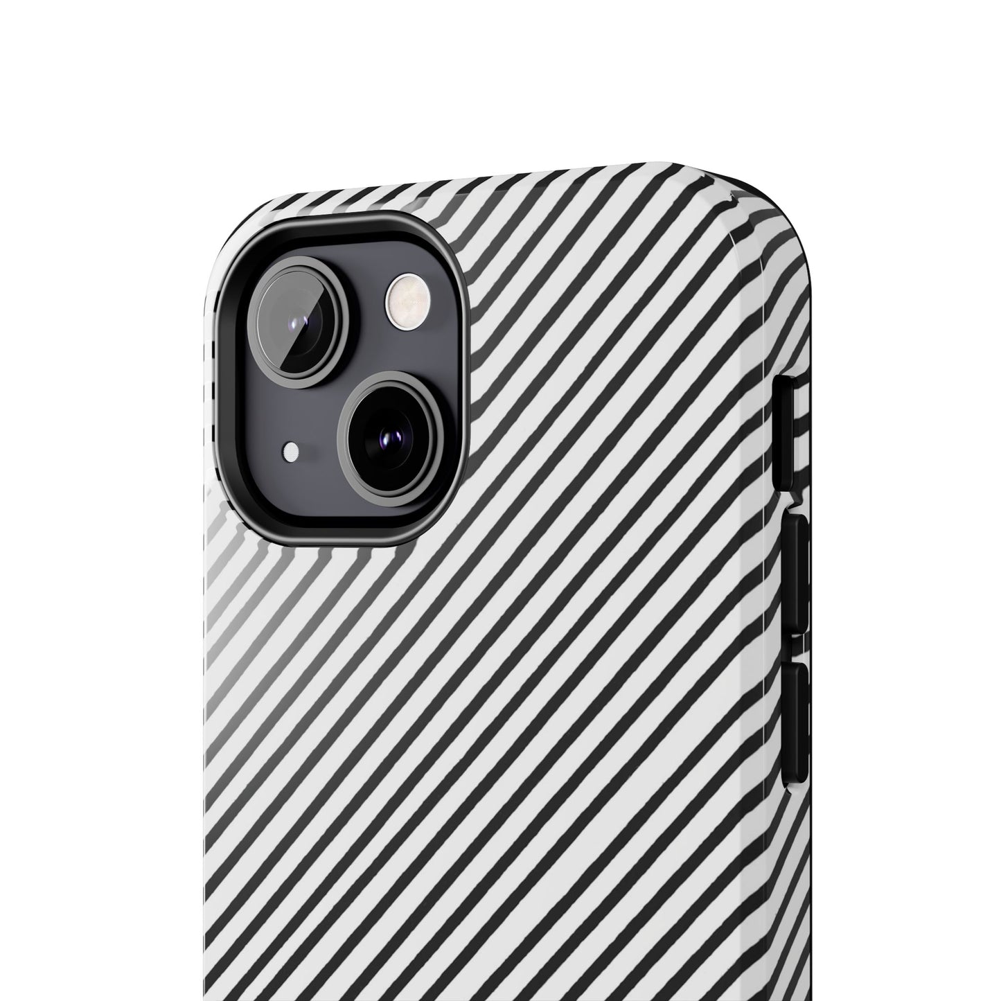 Diagonal Stripe White / Black Phone Case