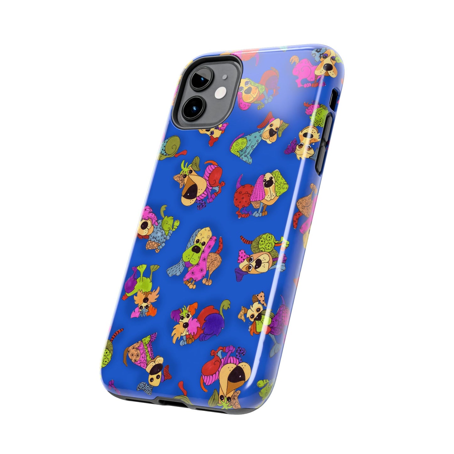 Tossed Happy Dogs Blue Phone Case