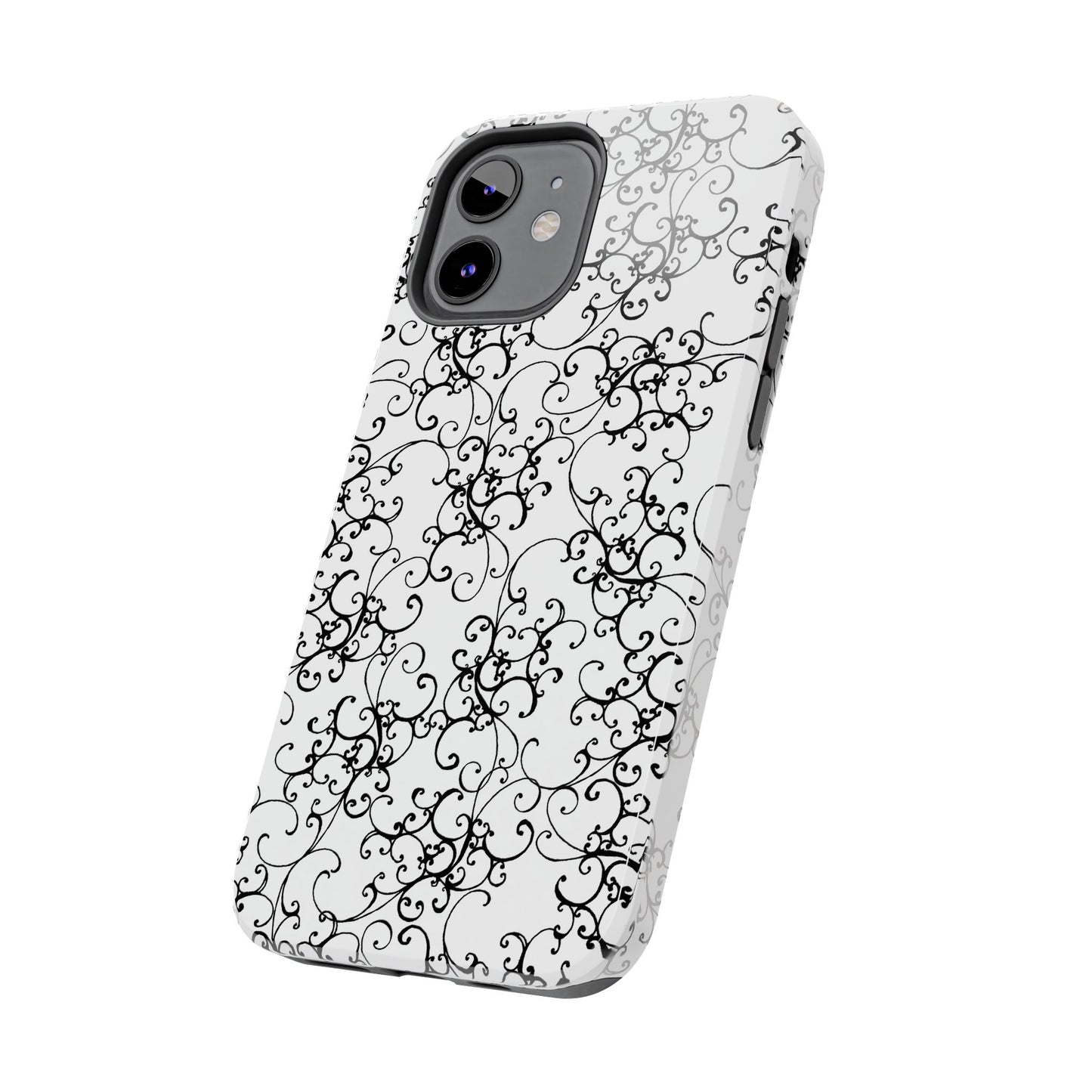 Elegant Scroll White / Black Phone Case