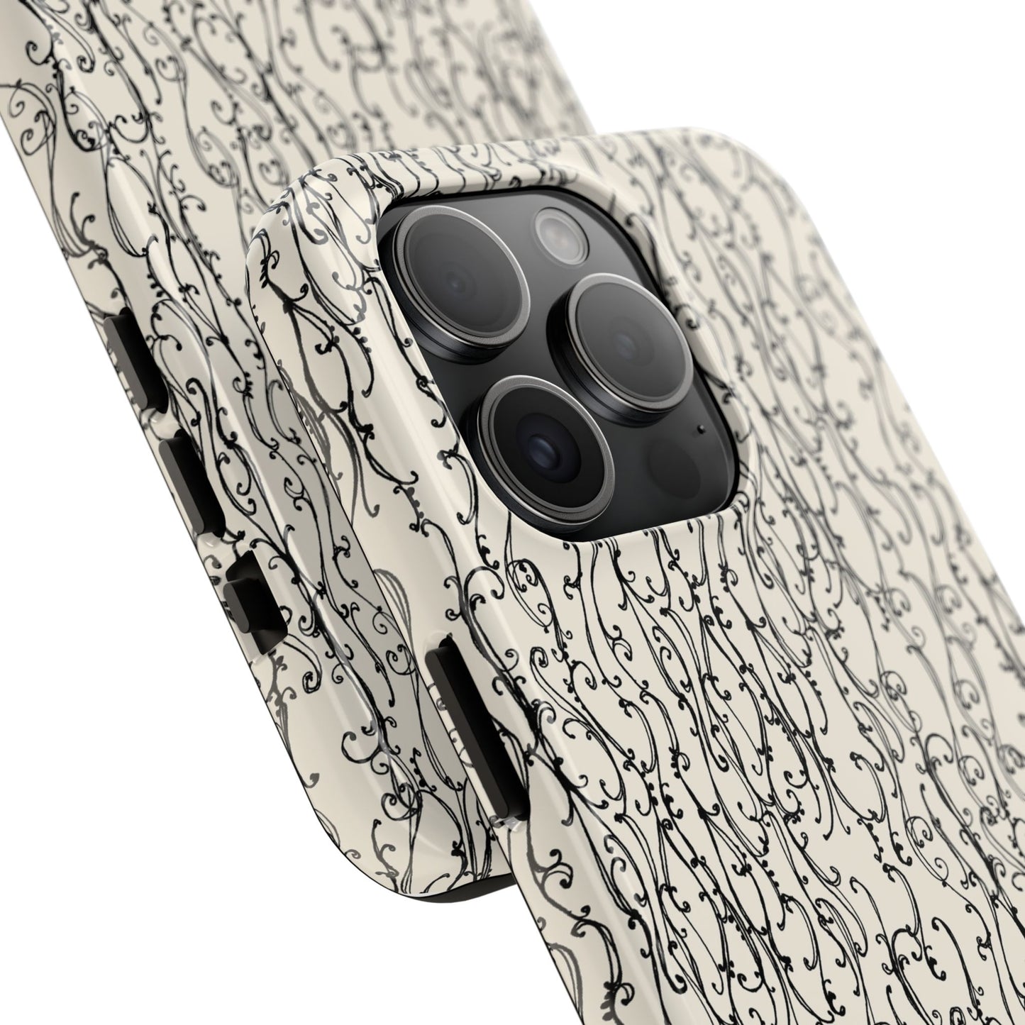 Swan Scroll Ivory / Black Phone Case