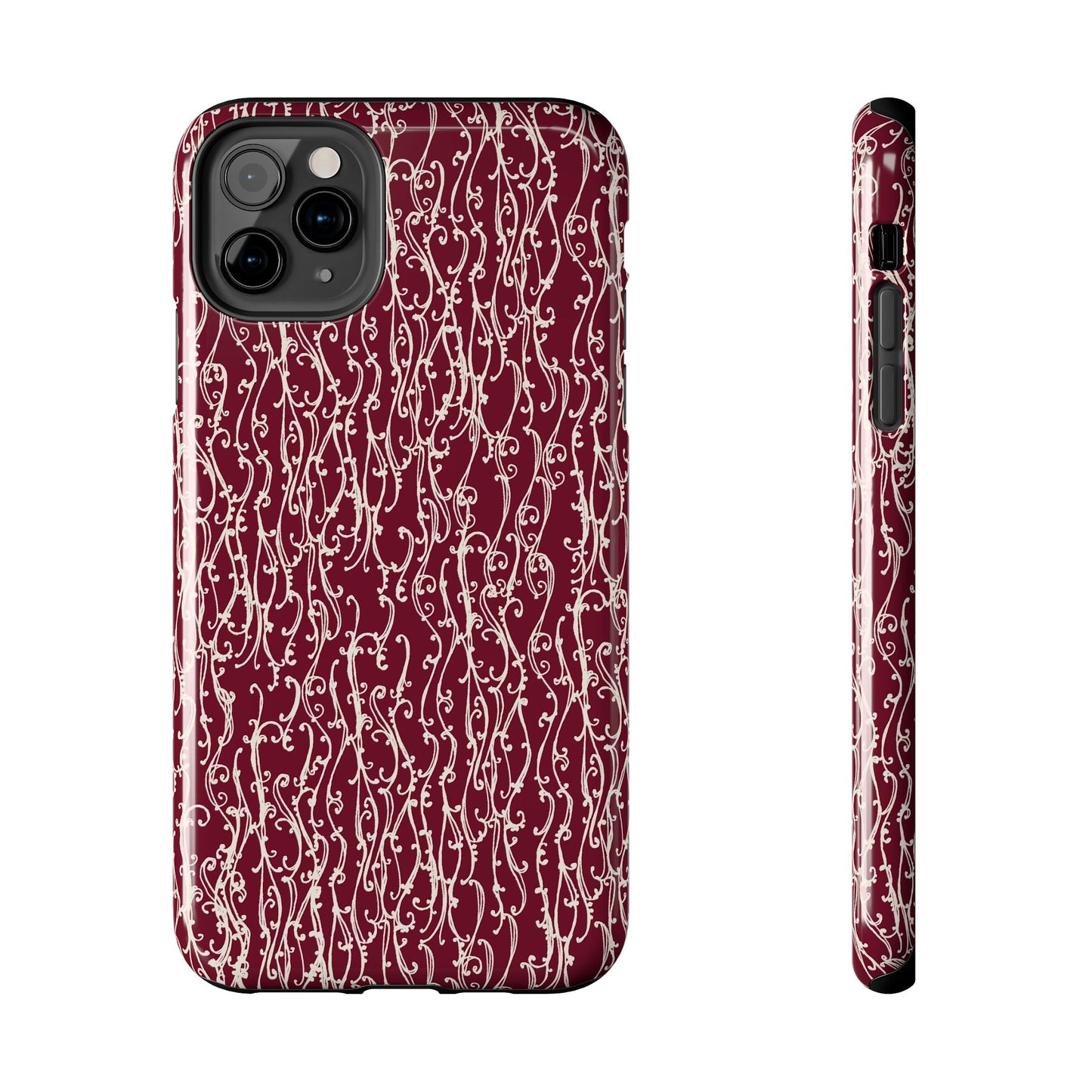Swan Scroll Red / White Phone Case