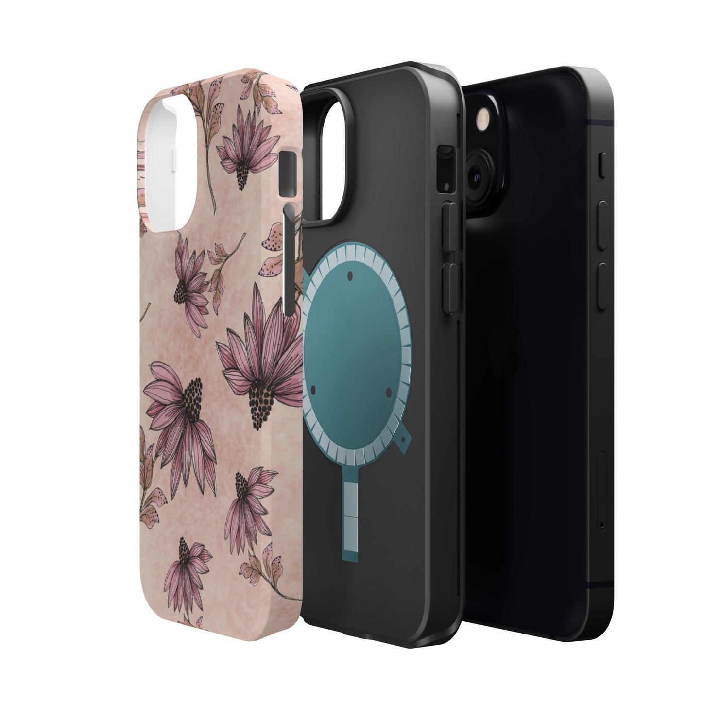 Wild Cone Flowers Pink Marble Phone Case