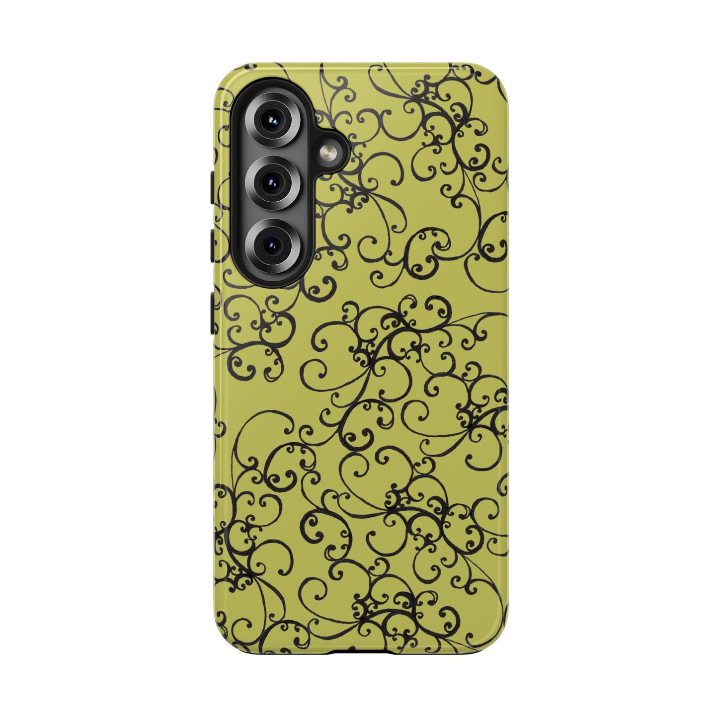 Elegant Scroll Green / Black Phone Case