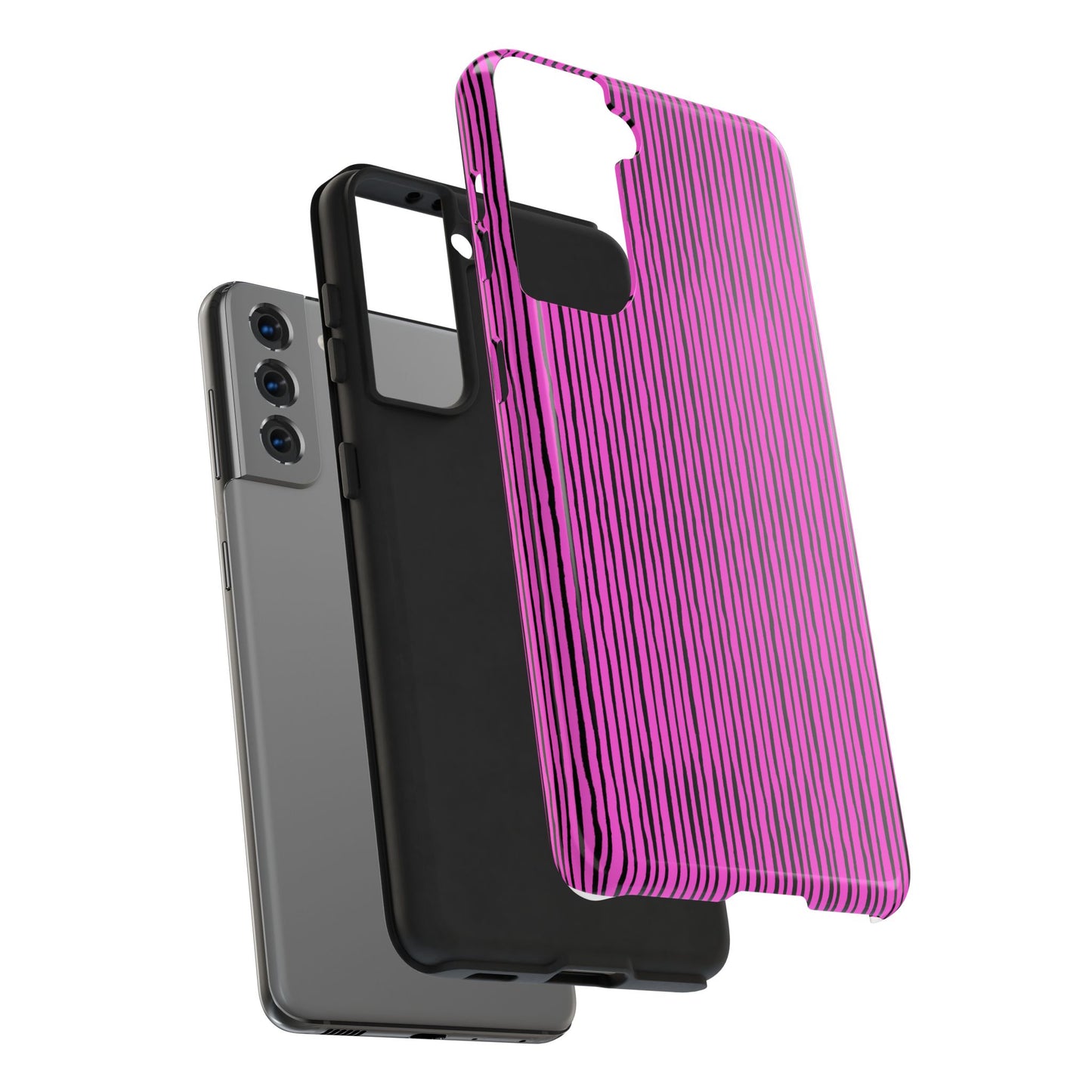 Quirky Pin Stripe Pink / Black Phone Case