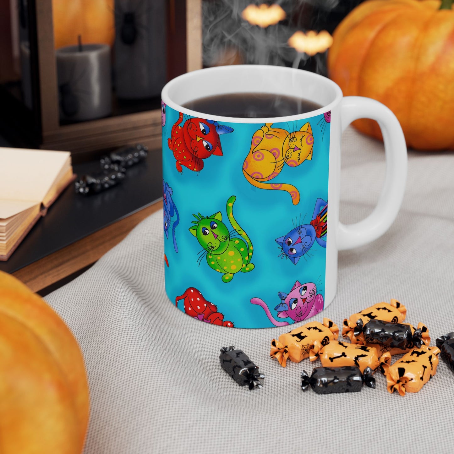 Tossed Cool Cats Turquoise Cup