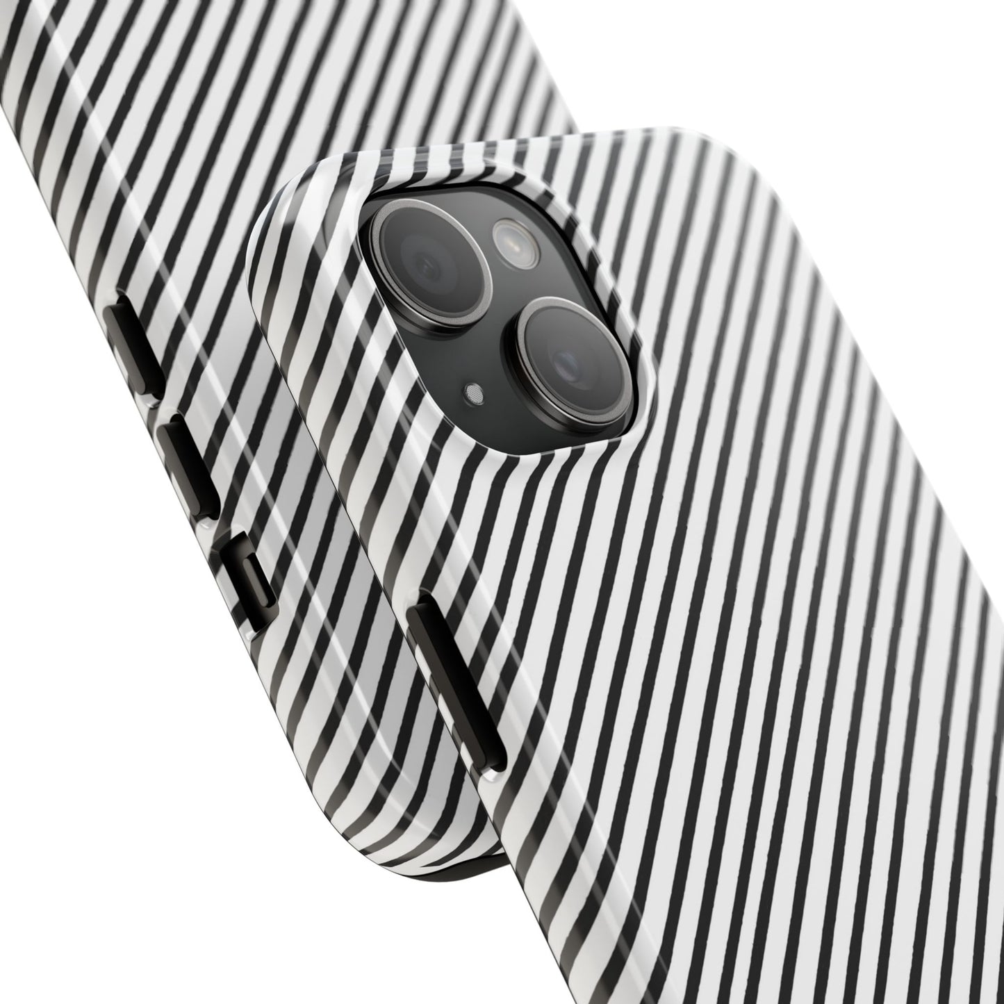 Diagonal Stripe White / Black Phone Case