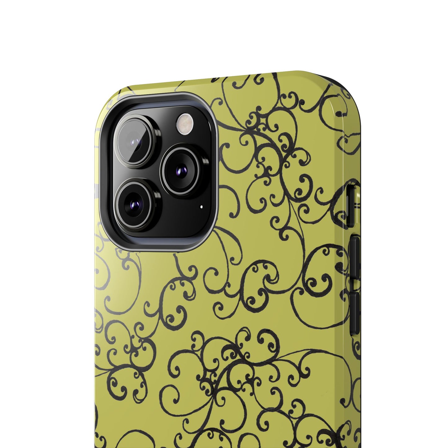 Elegant Scroll Green / Black Phone Case