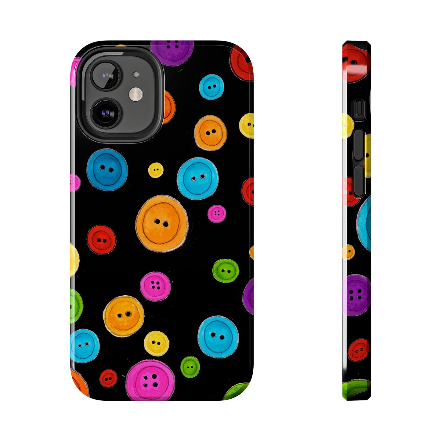 Button Dots Black Phone Case