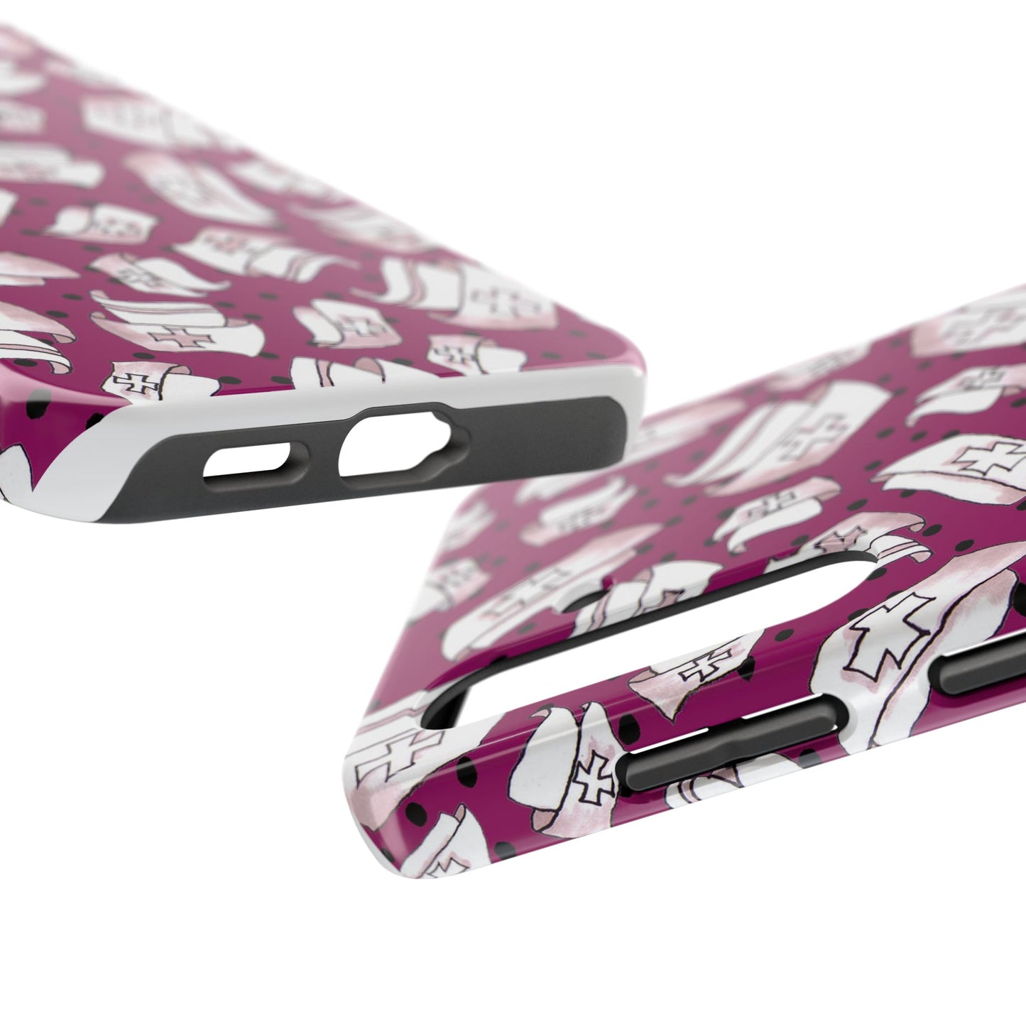 Med Hats Burgundy / Black Phone Case