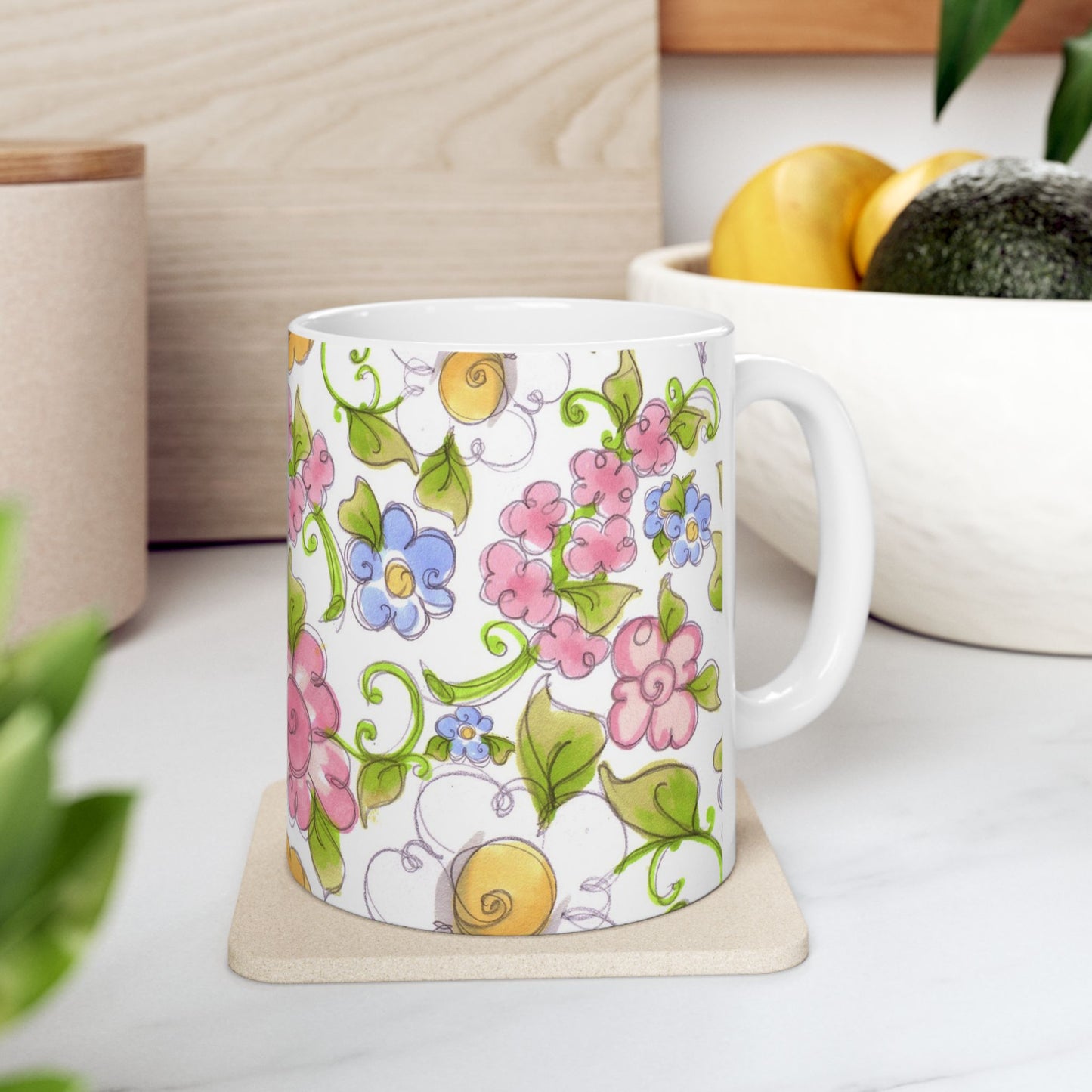 Flower Frolic White Cup