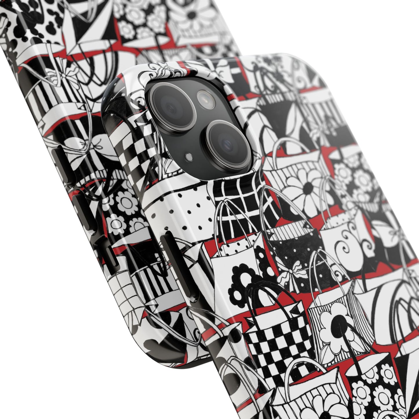 Totally Black, White & Red Phone Case
