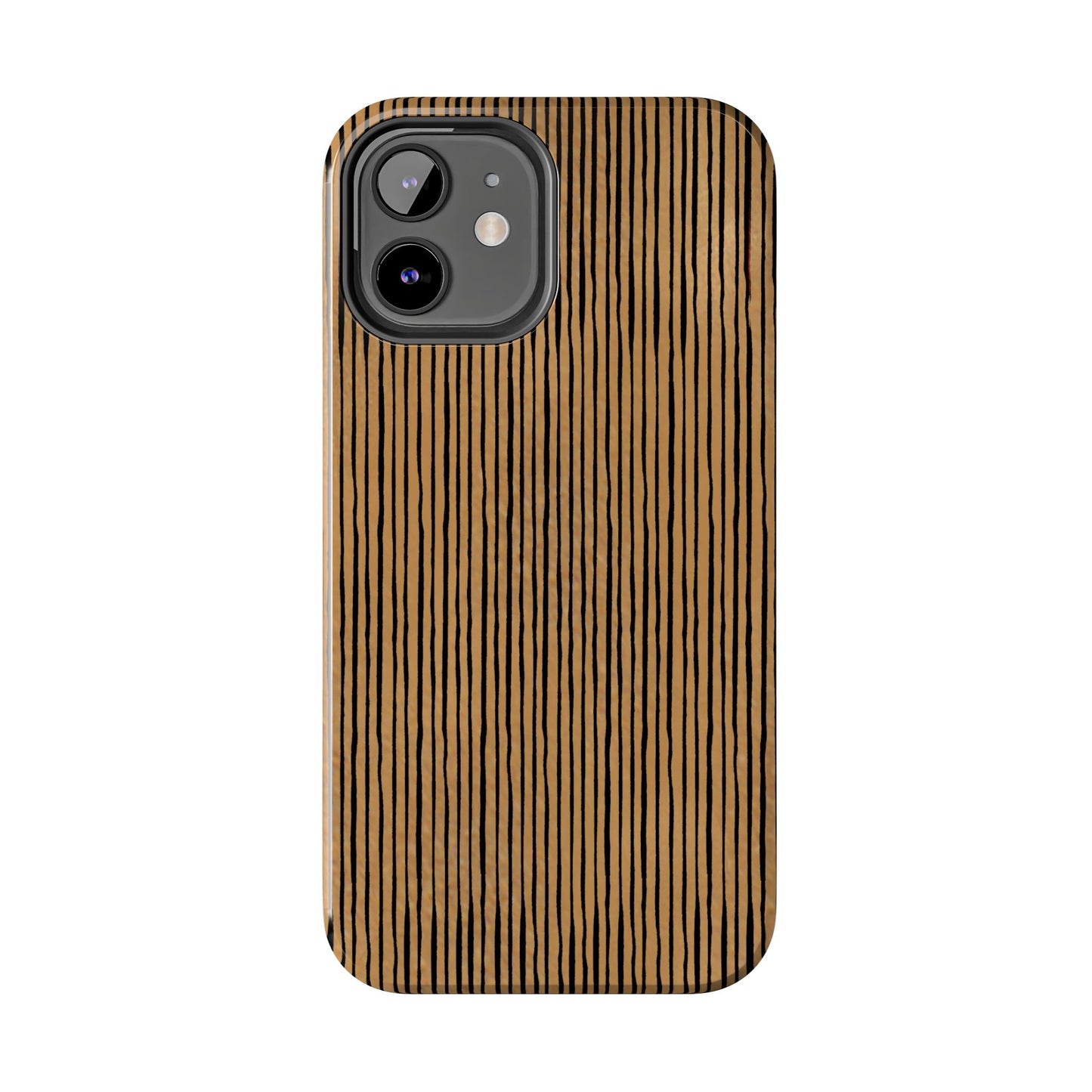 Quirky Pin Stripe Tan / Black Phone Case