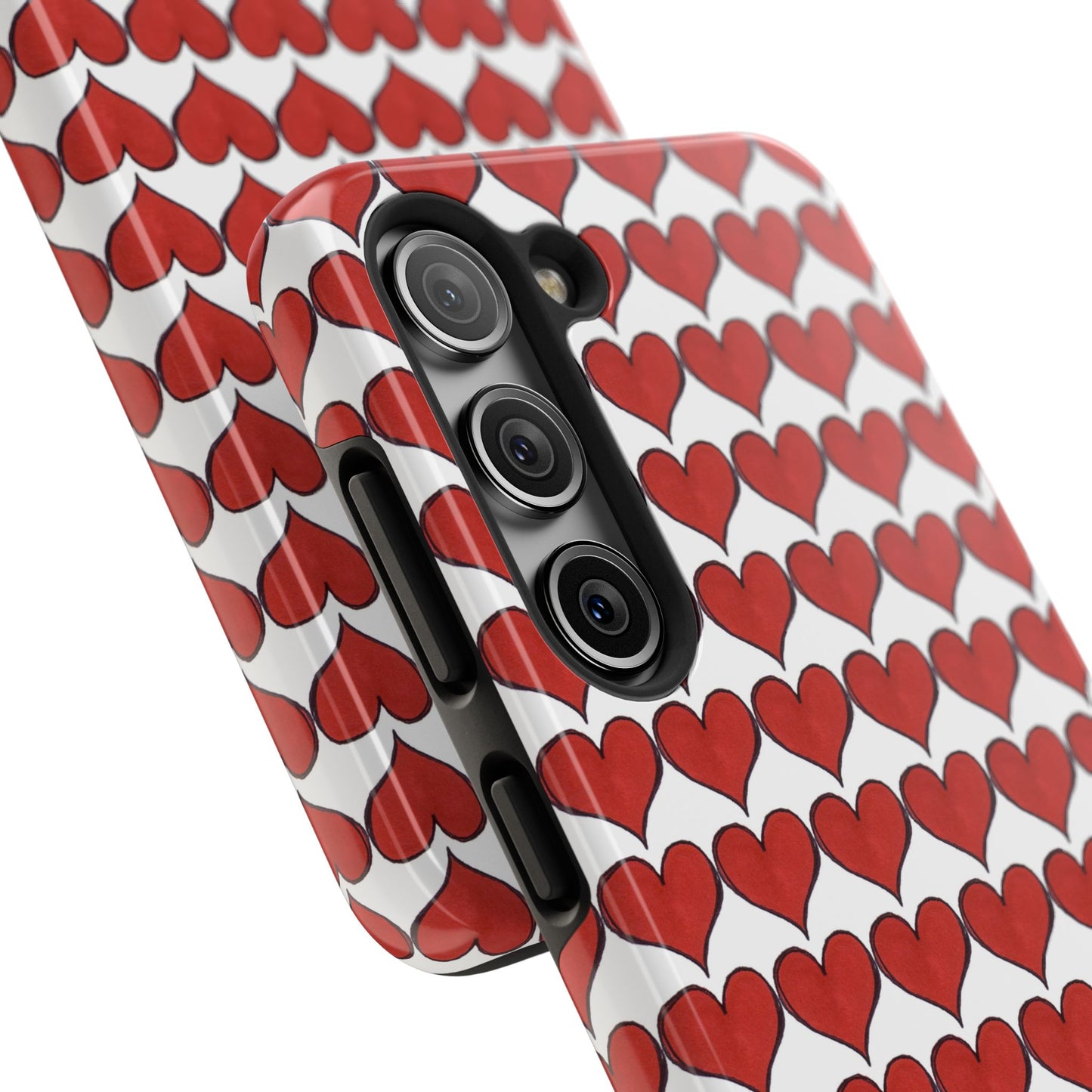 Heartbeats White / Red Phone Case