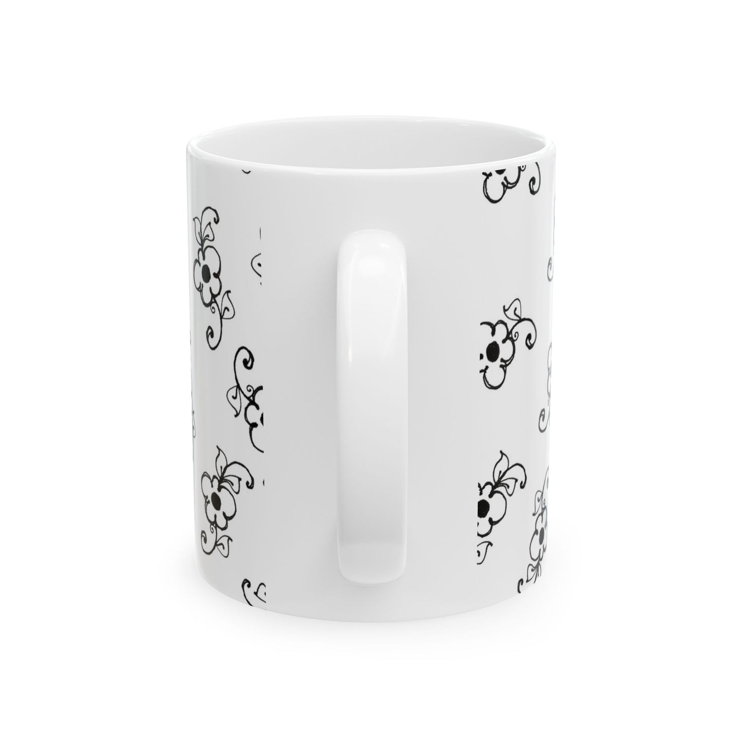 Daisy Scroll White / Black Cup