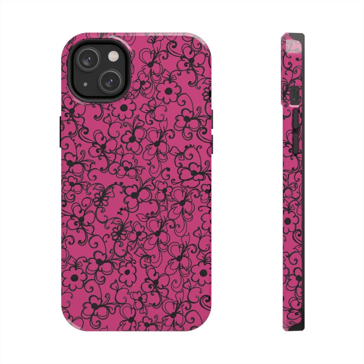 Daisy Jungle Pink / Black Phone Case