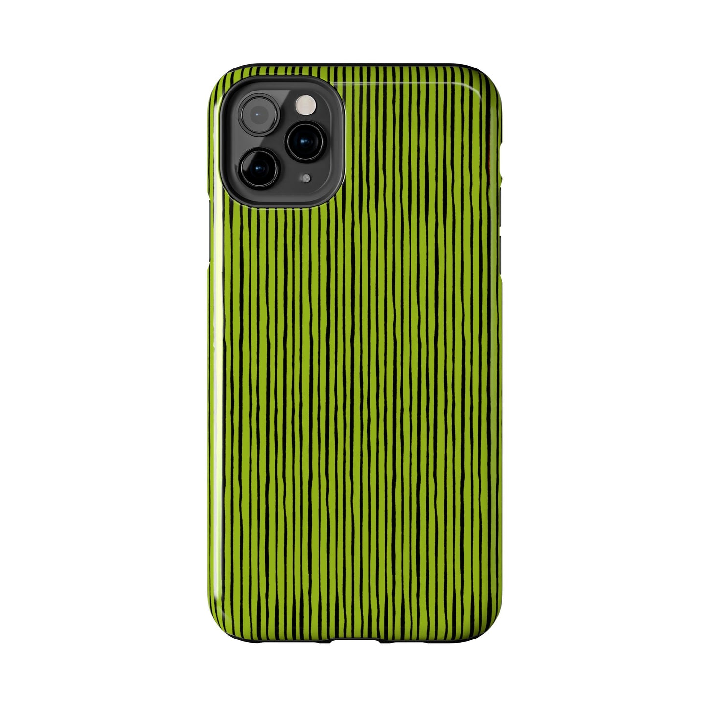 Quirky Pin Stripe Green / Black Phone Case