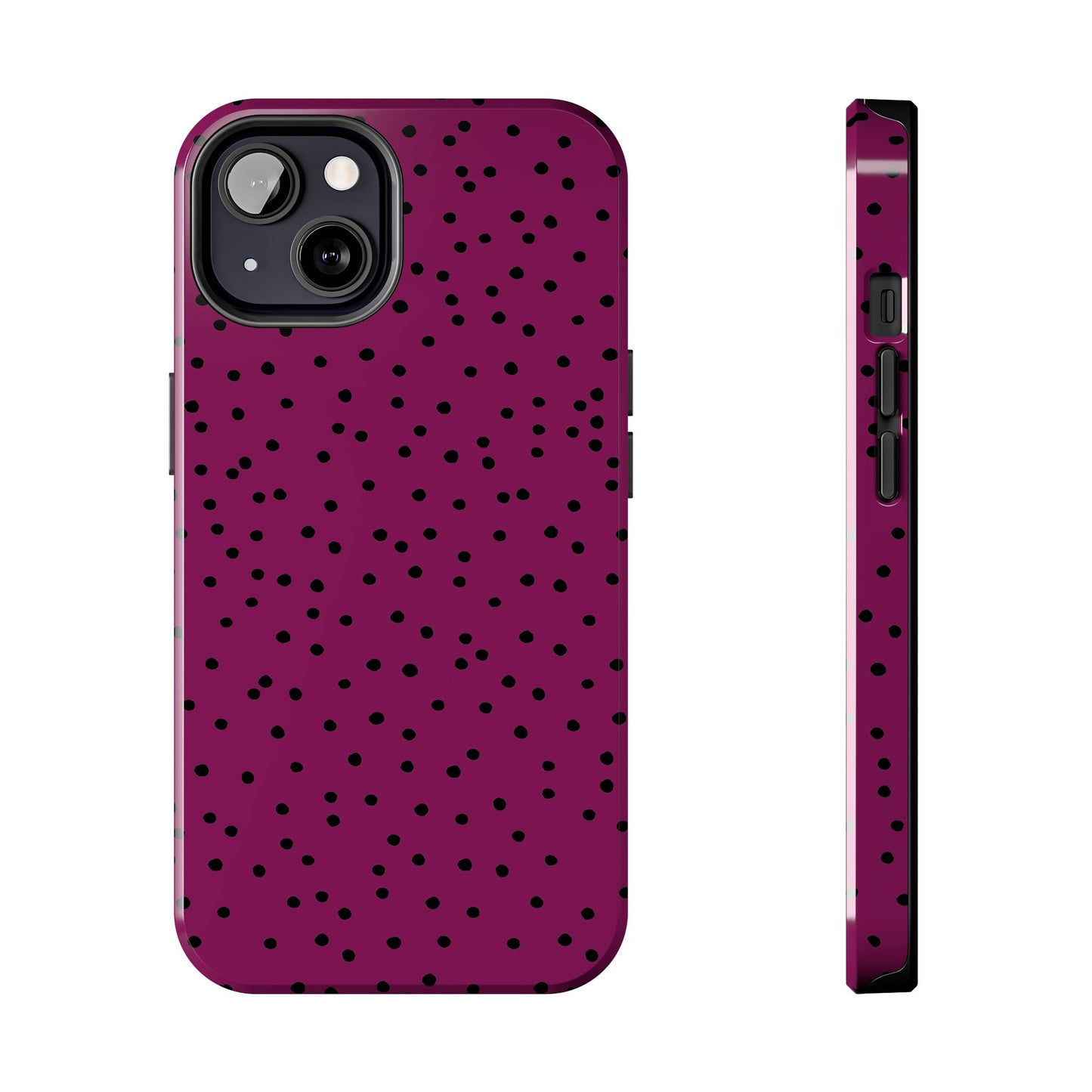 Dinky Dots Burgundy / Black Phone Case
