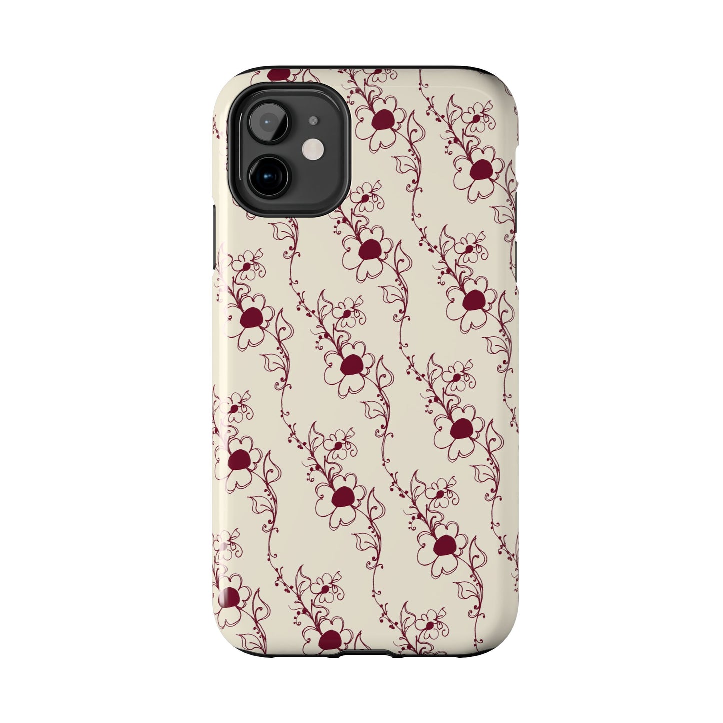 Diagonal Daisies Ivory / Red Phone Case