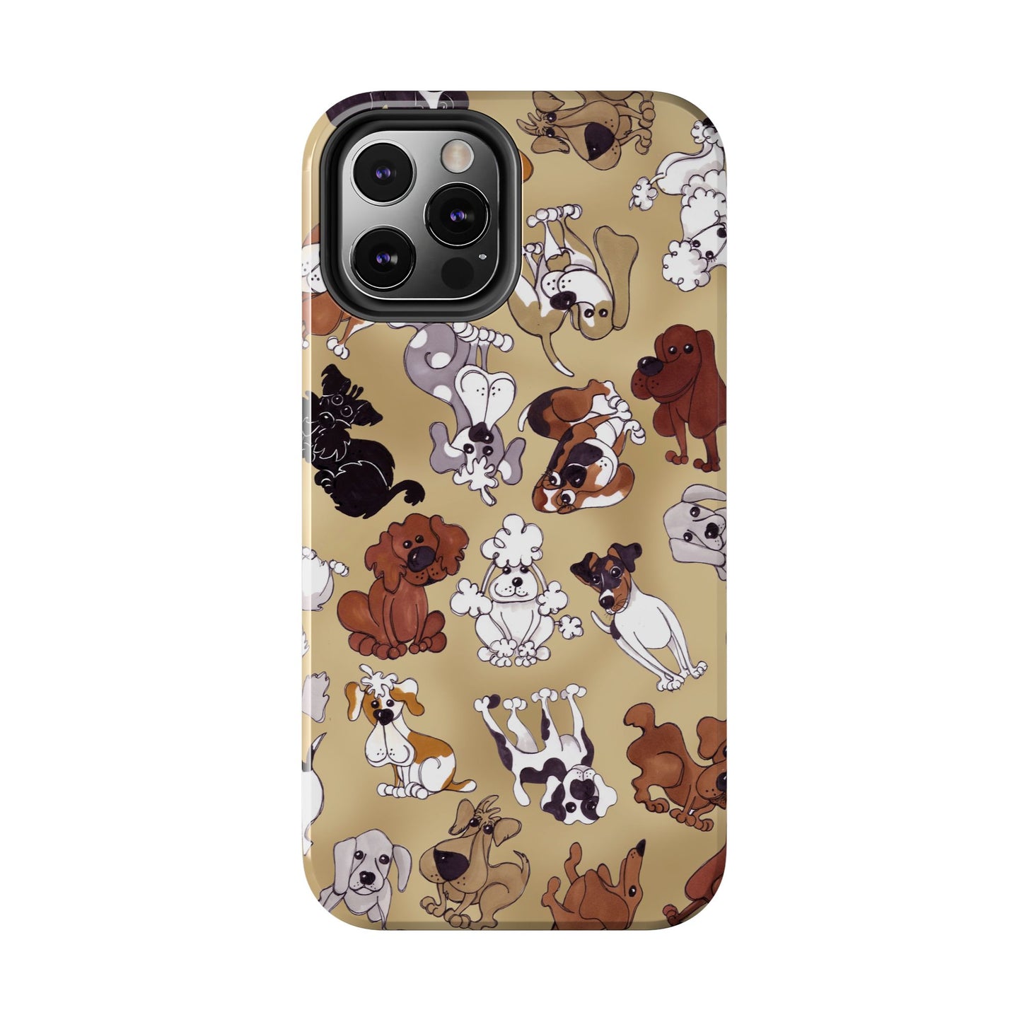 Tossed Doggies Tan Phone Case