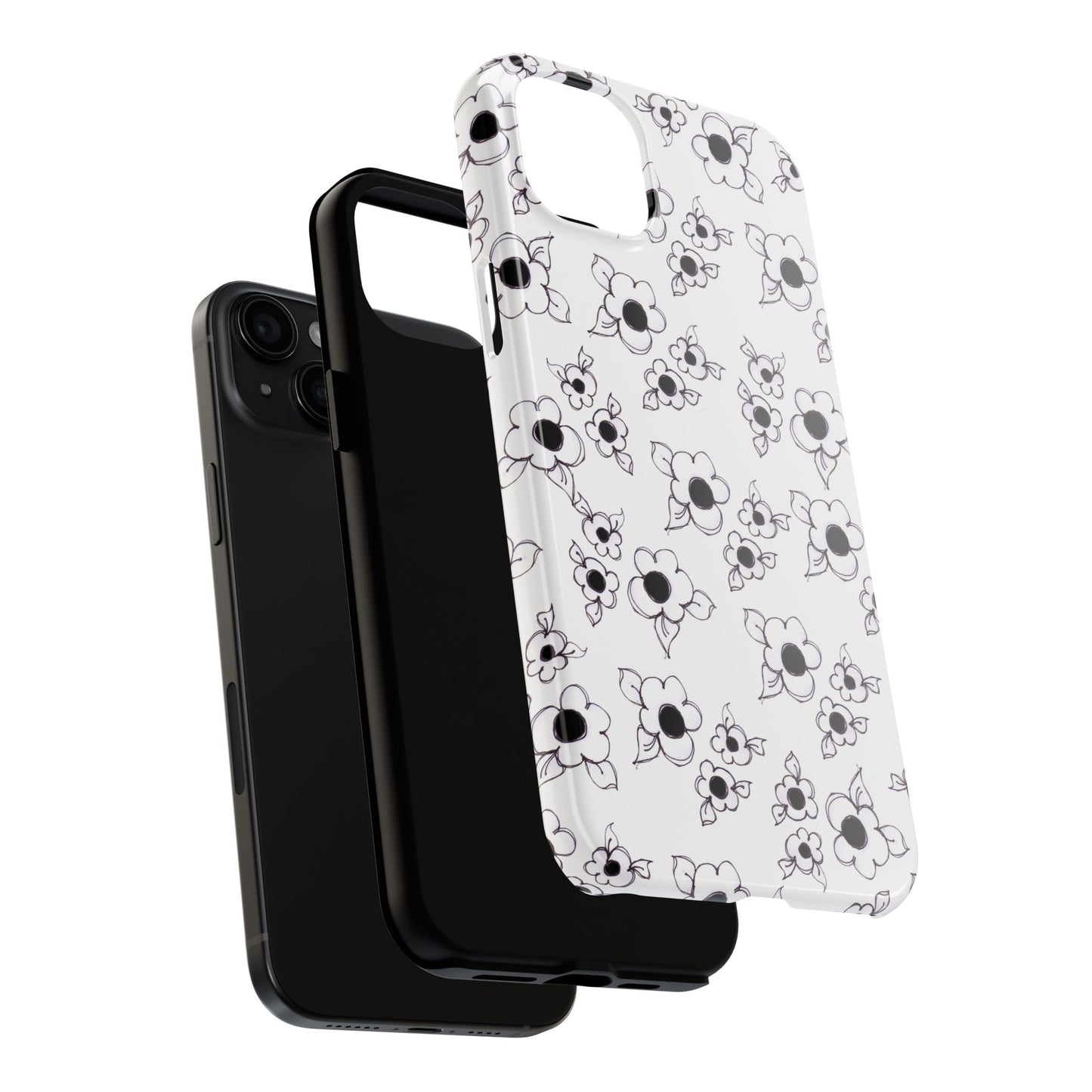 Daisy Cluster White / Black Phone Case