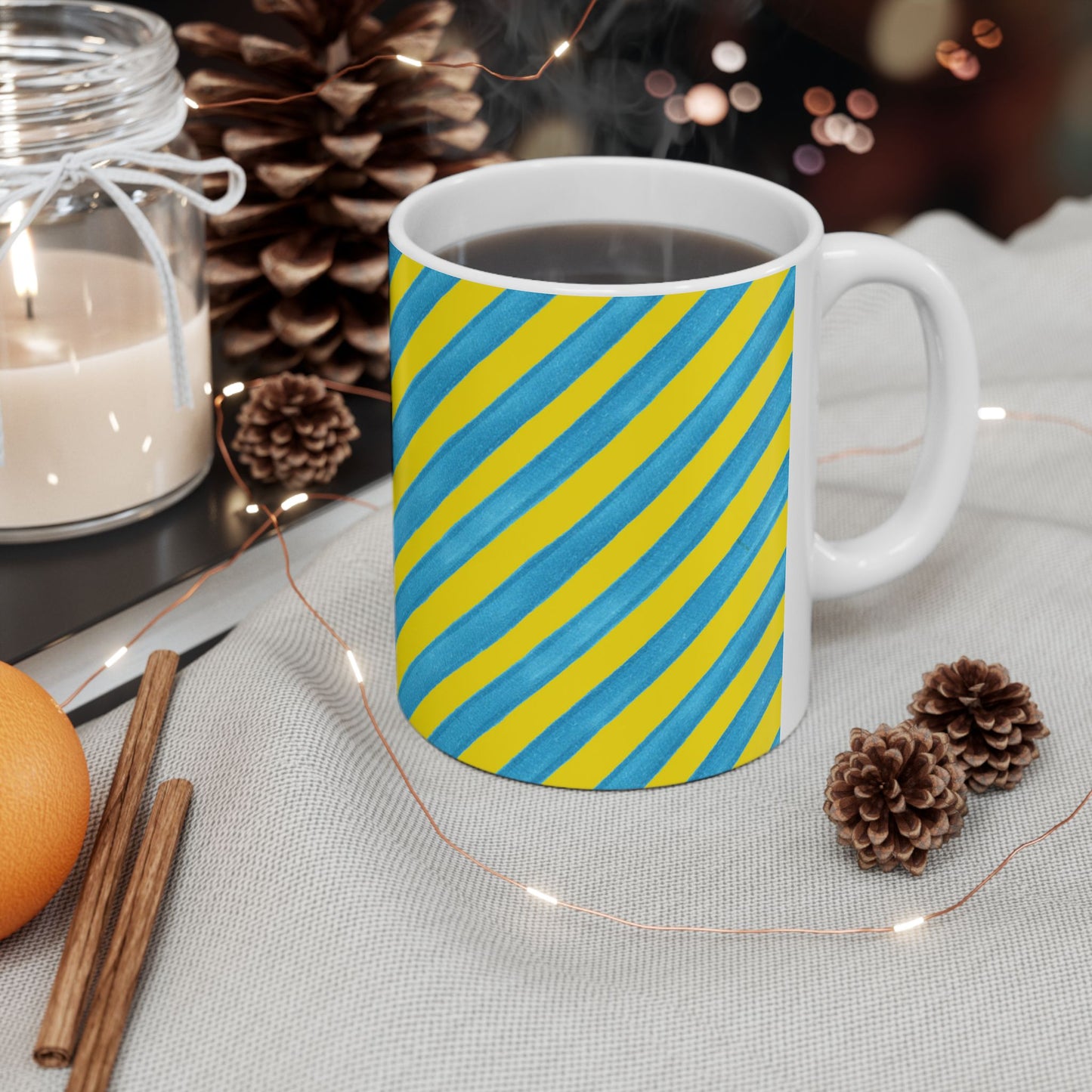 Bias Stripe Turquoise / Yellow Cup