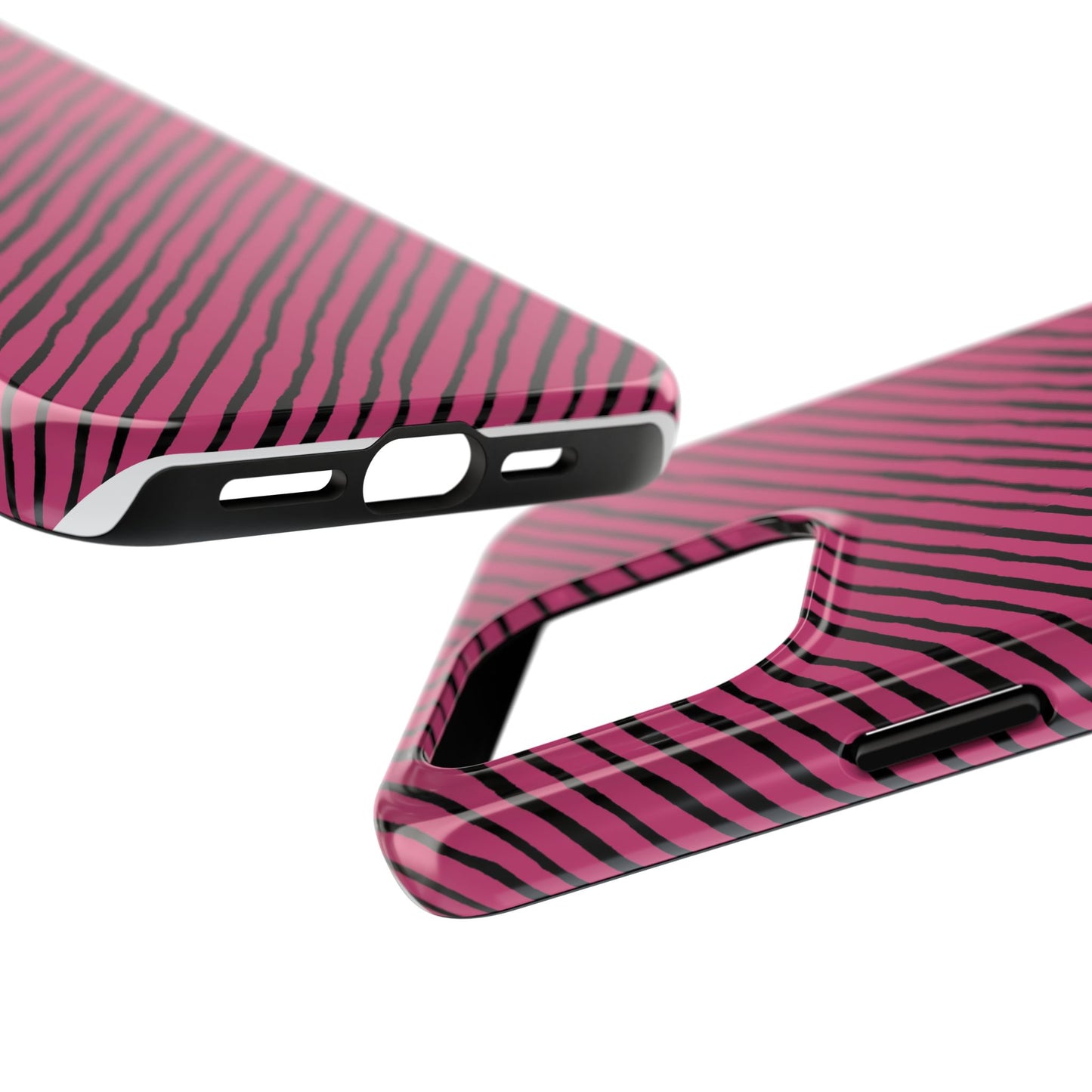 Quirky Bias Stripe Magenta / Black Phone Case