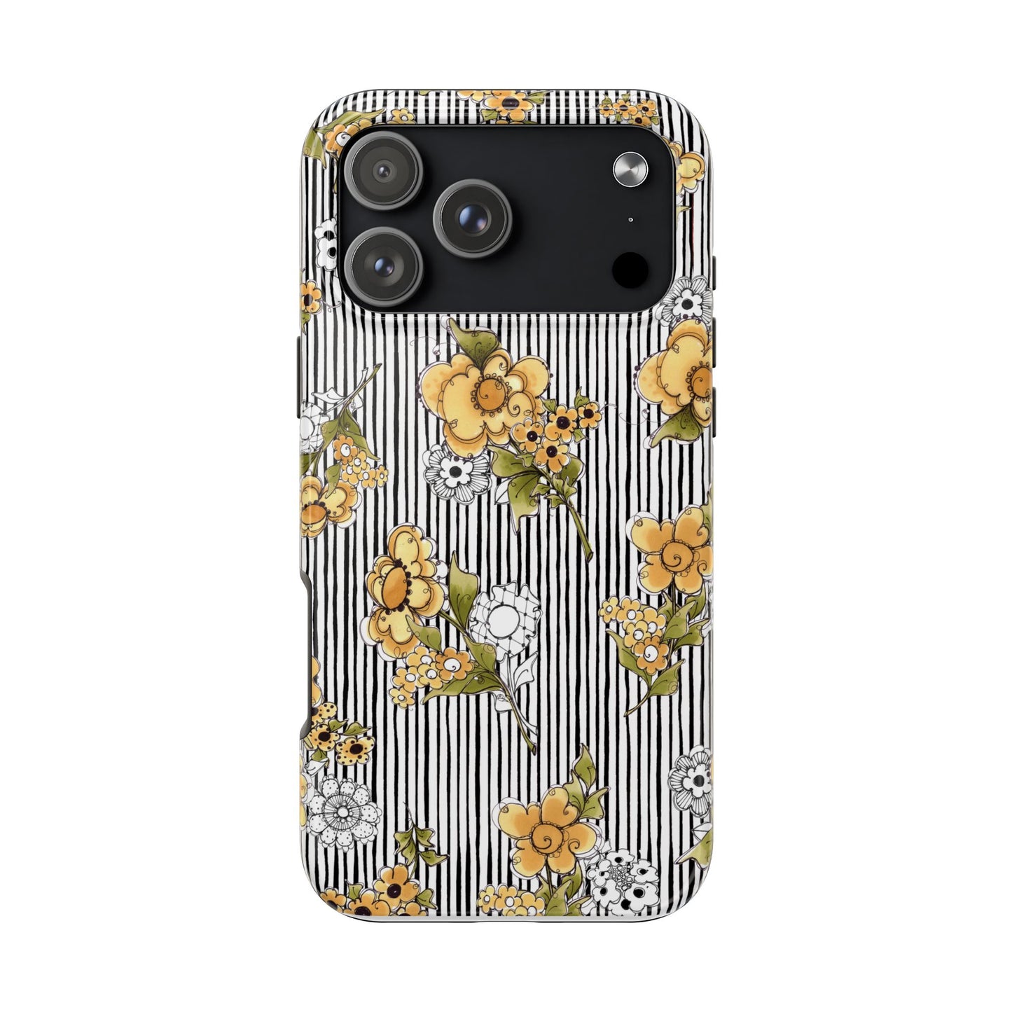 Bee Floral White / Black Phone Case