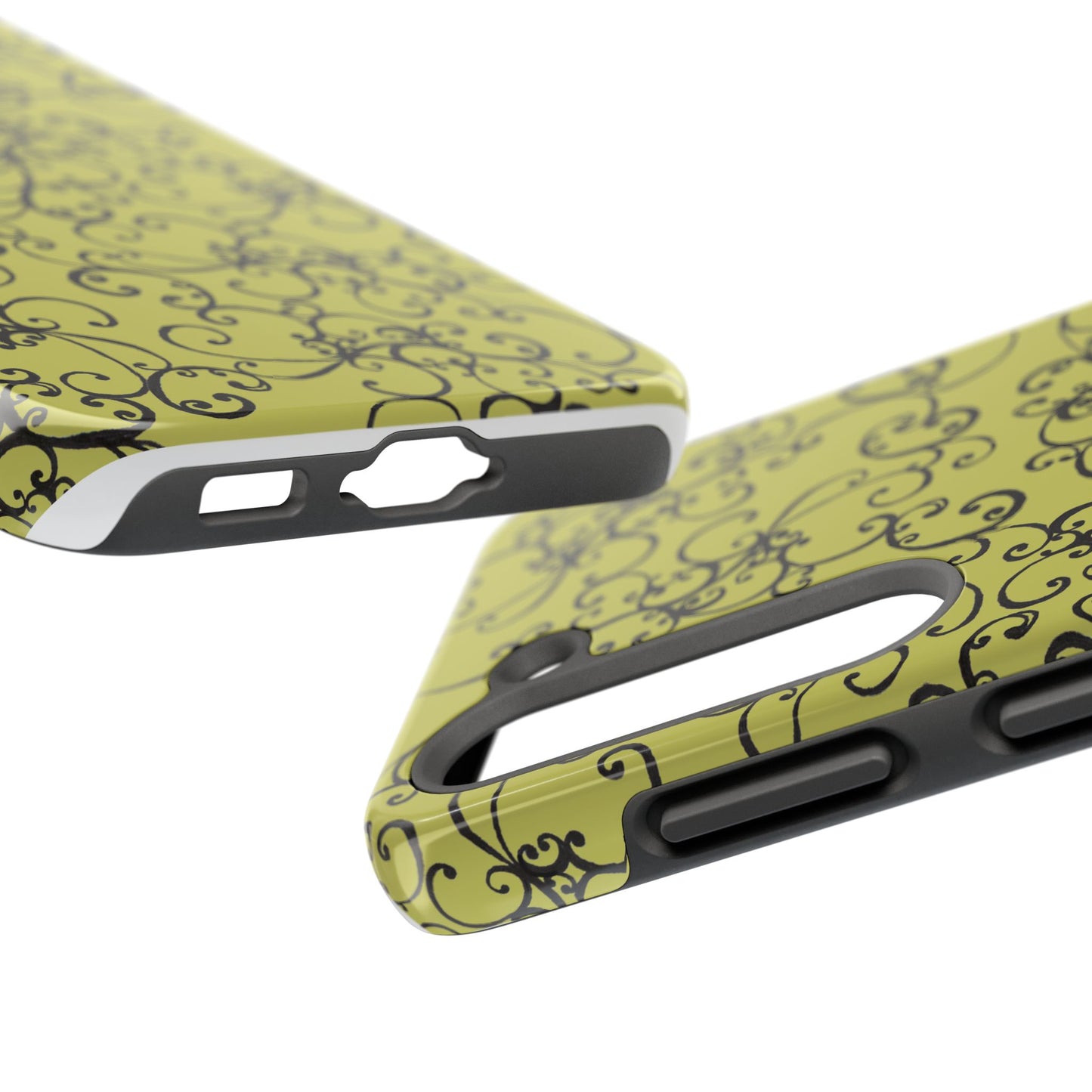 Elegant Scroll Green / Black Phone Case