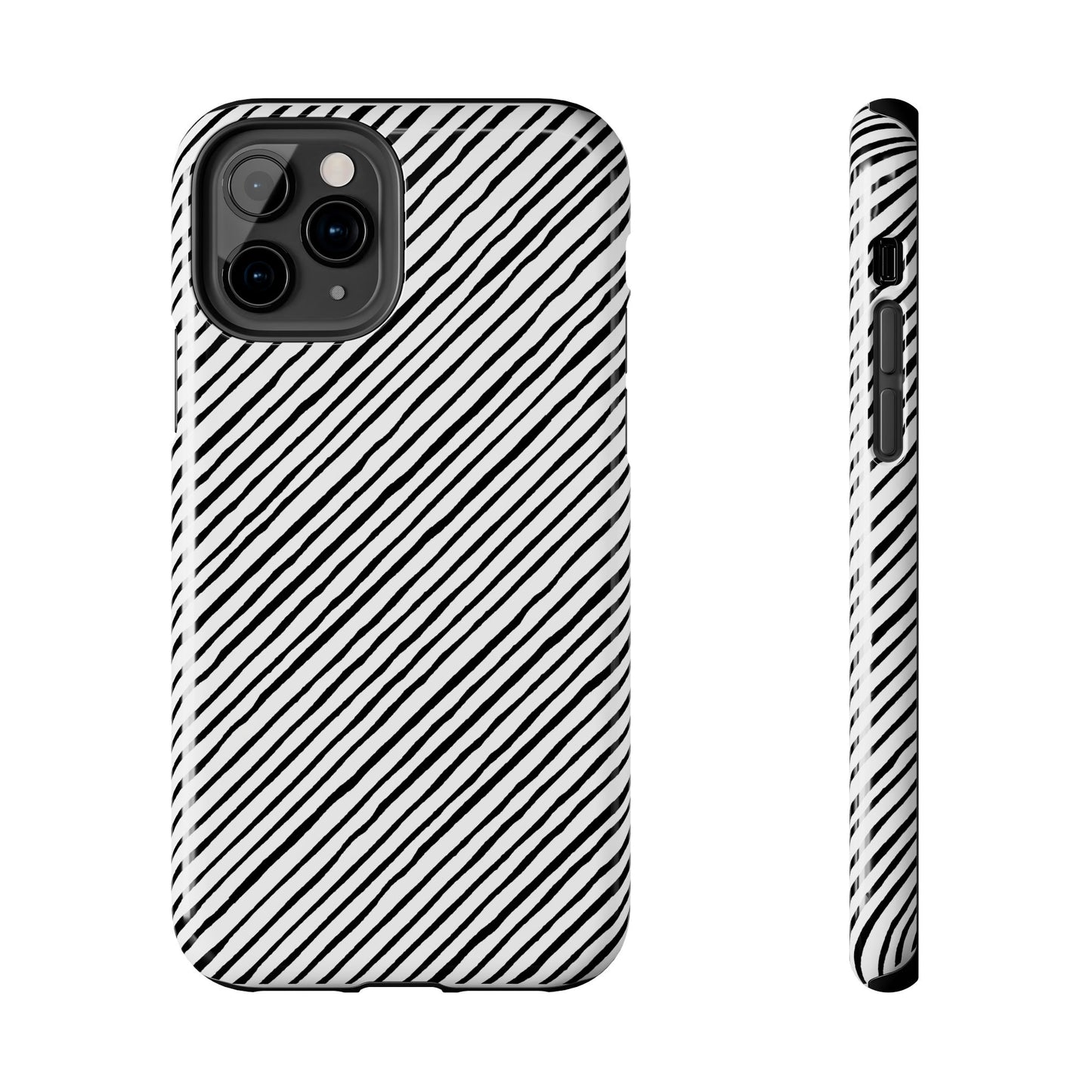 Quirky Bias Stripe White / Black Phone Case