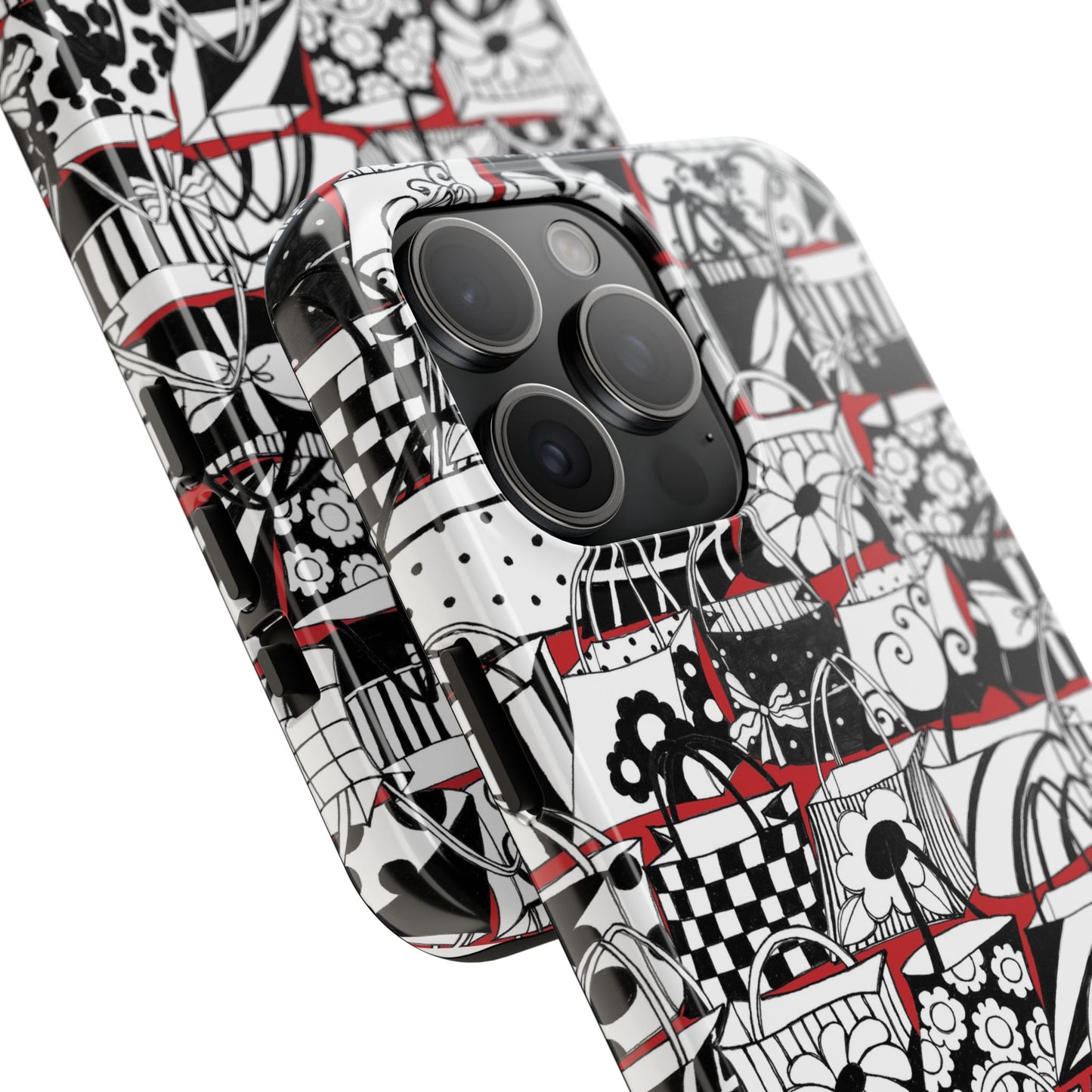 Totally Black, White & Red Phone Case