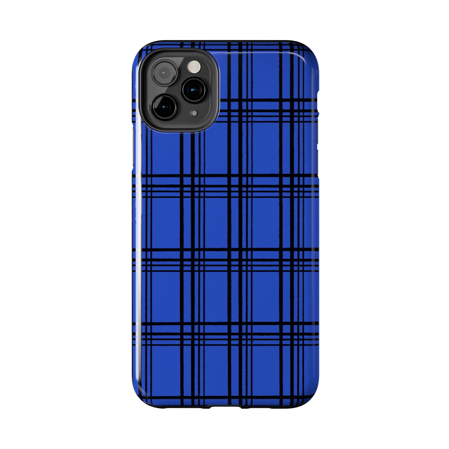 Glad Plaid Blue / Black Phone Case