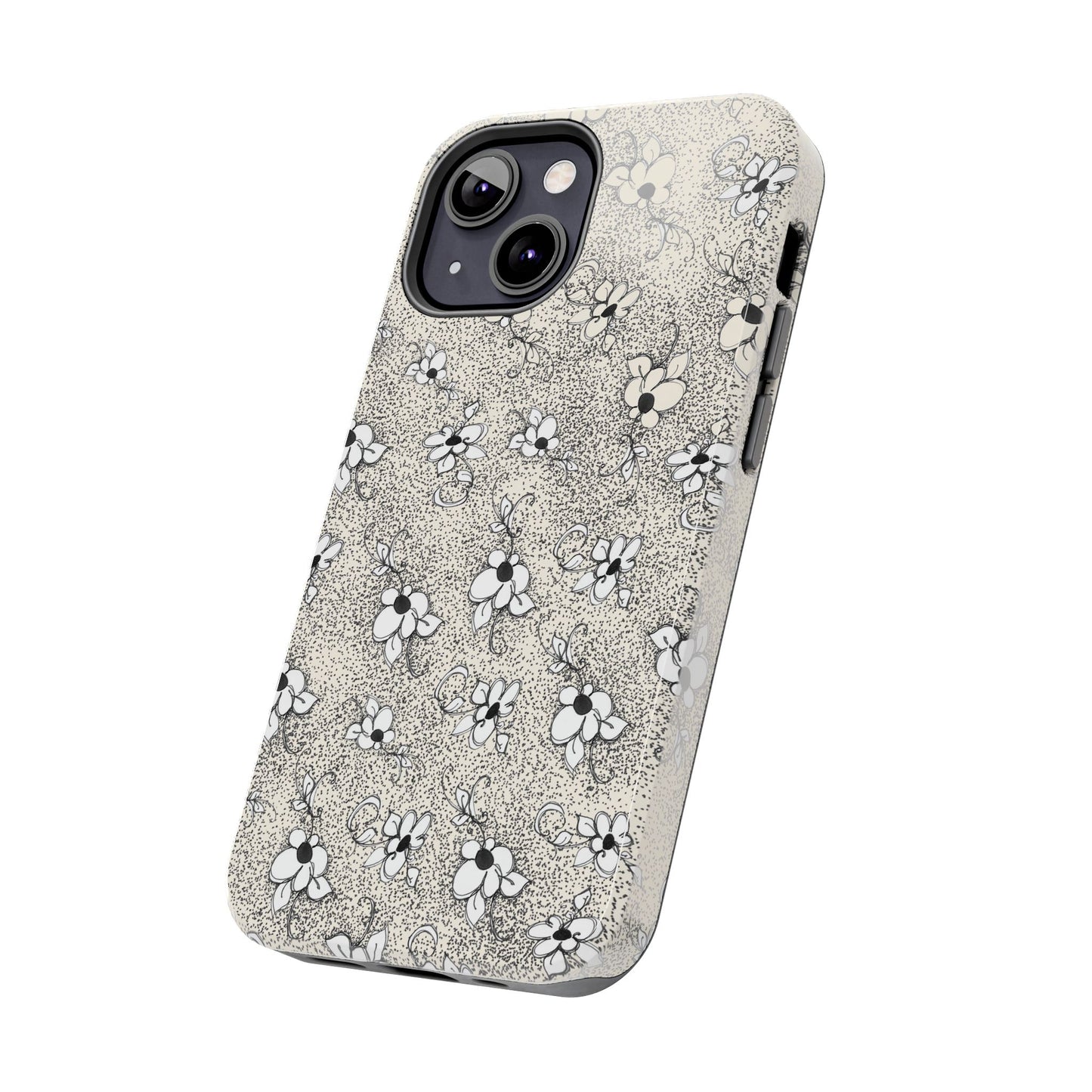 Daisy Flecks Ivory / Black Phone Case