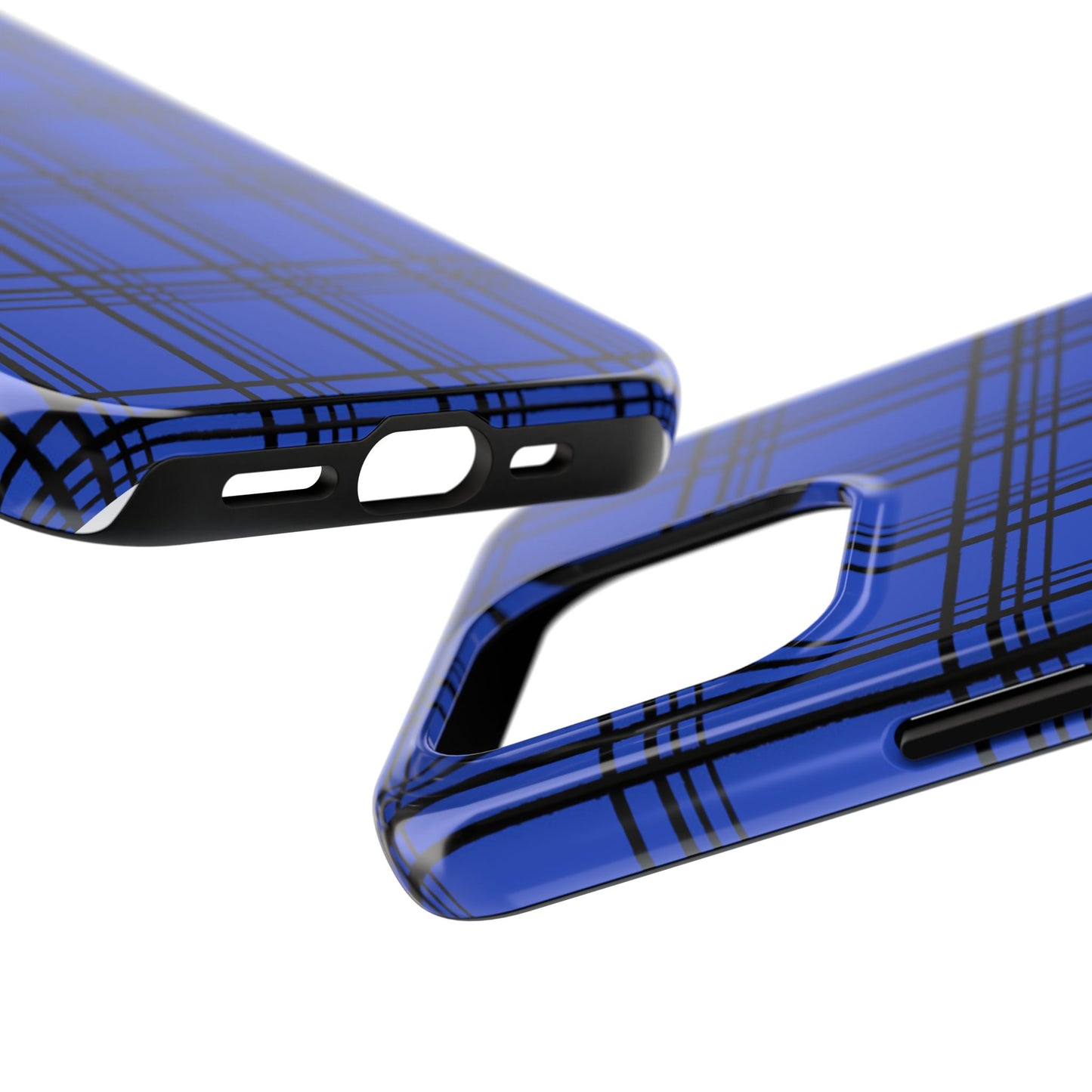 Glad Plaid Blue / Black Phone Case