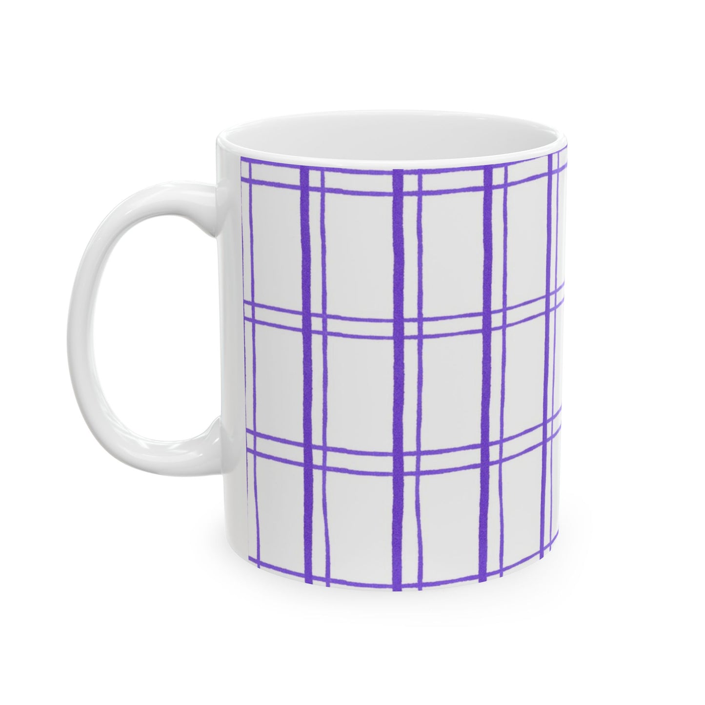 Kitchen Plaid White / Blue Cup