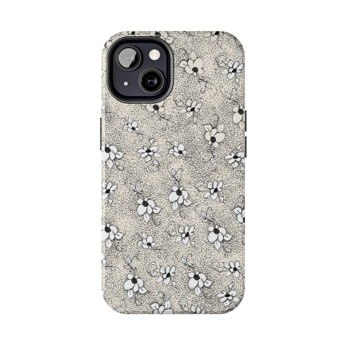 Daisy Flecks Ivory / Black Phone Case