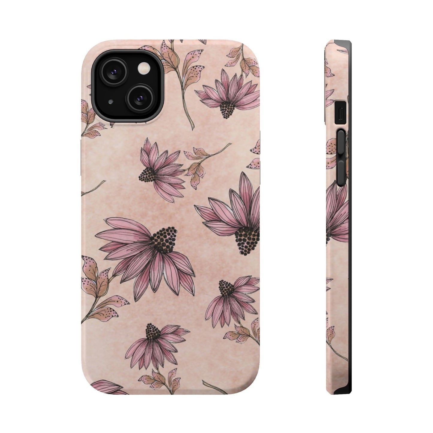 Wild Cone Flowers Pink Marble Phone Case
