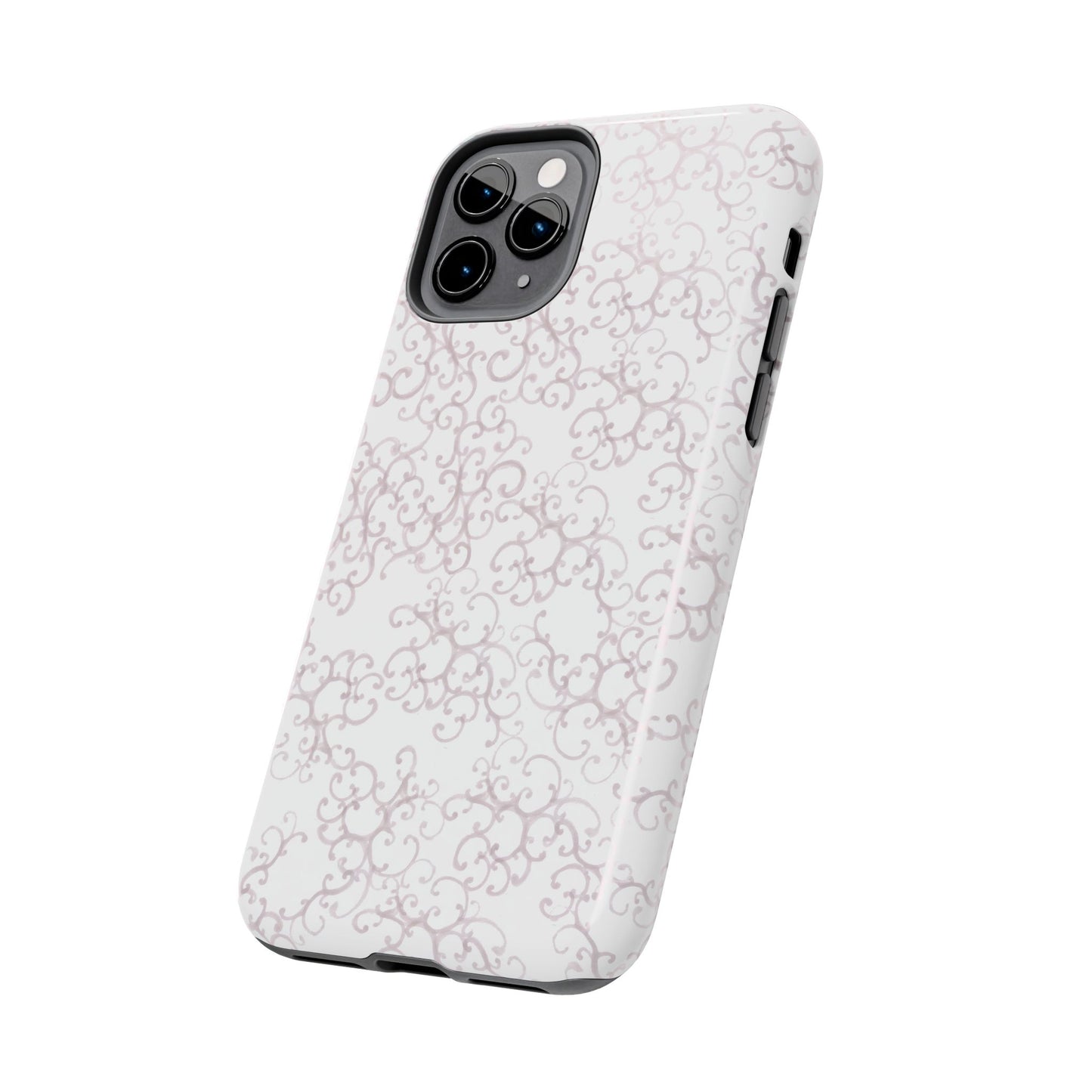 Scrollie White / Silver Phone Case