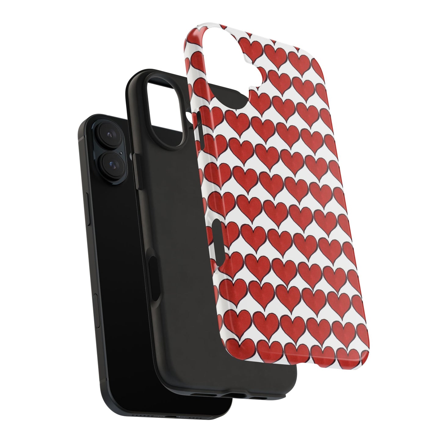 Heartbeats White / Red Phone Case