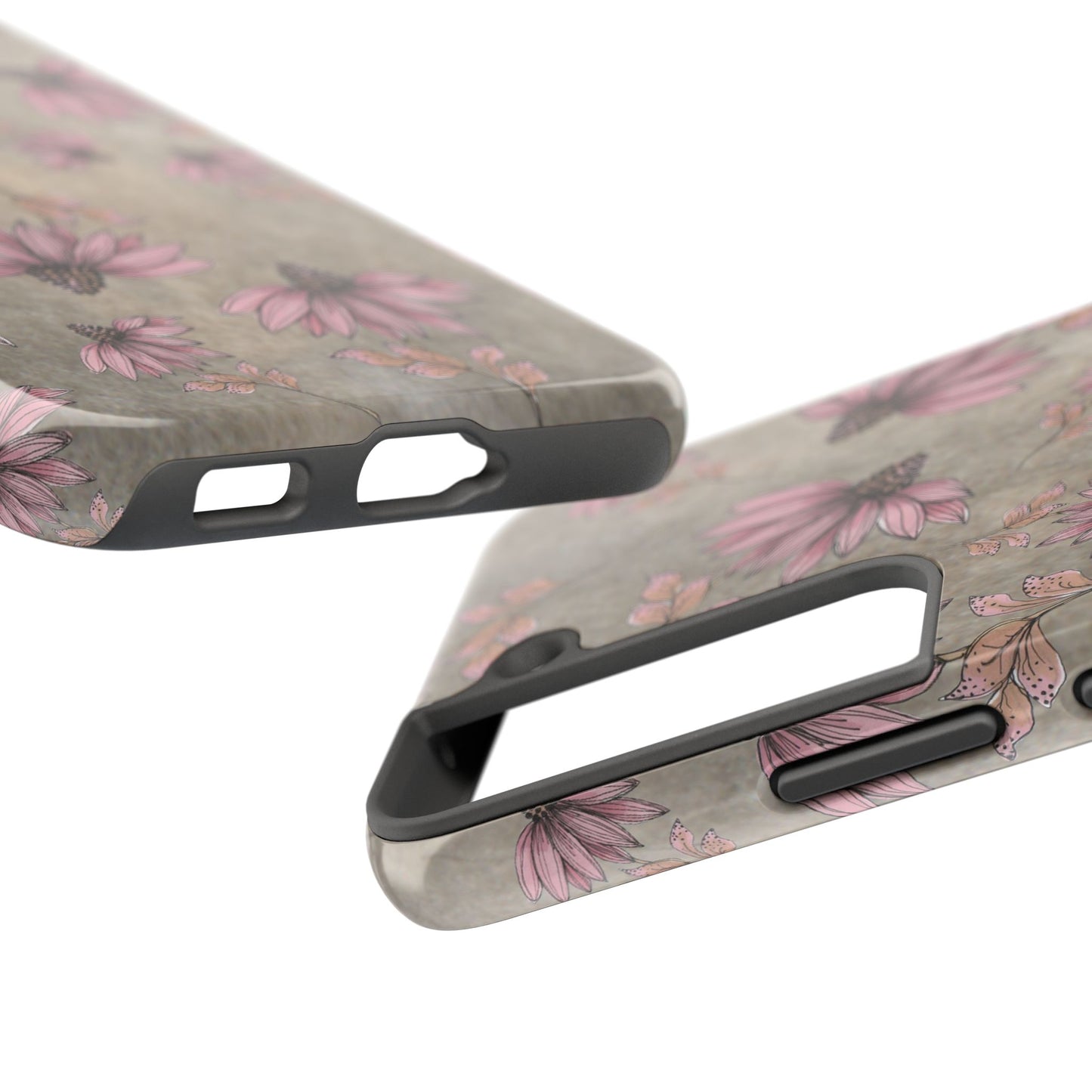 Wild Cone Flowers Taupe Marble Phone Case