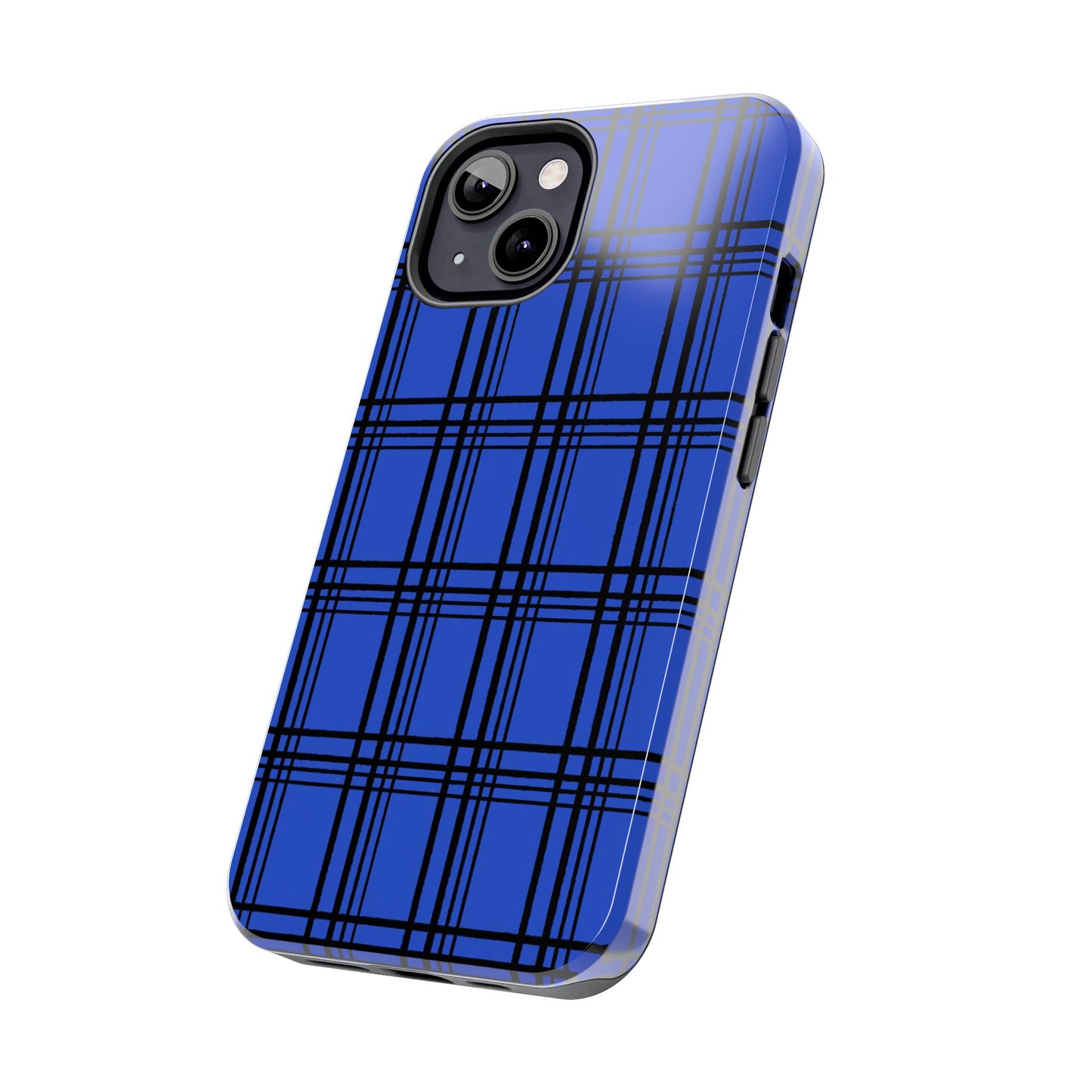 Glad Plaid Blue / Black Phone Case