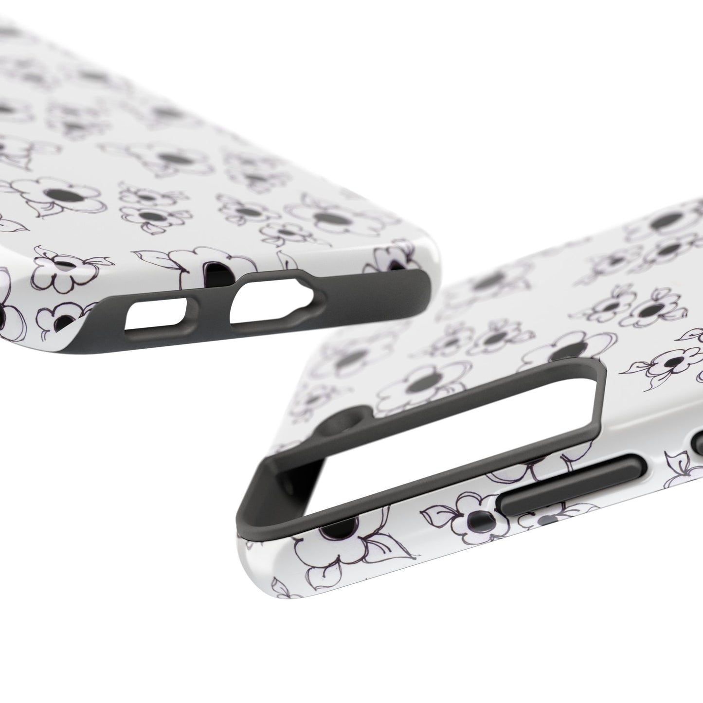 Daisy Cluster White / Black Phone Case