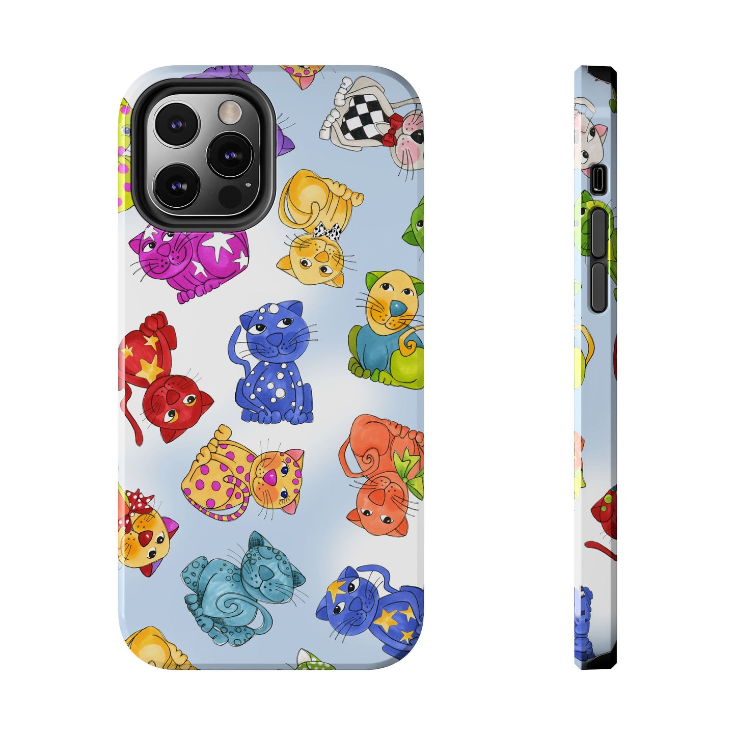 Tossed Happy Cats Blue Sky Phone Case